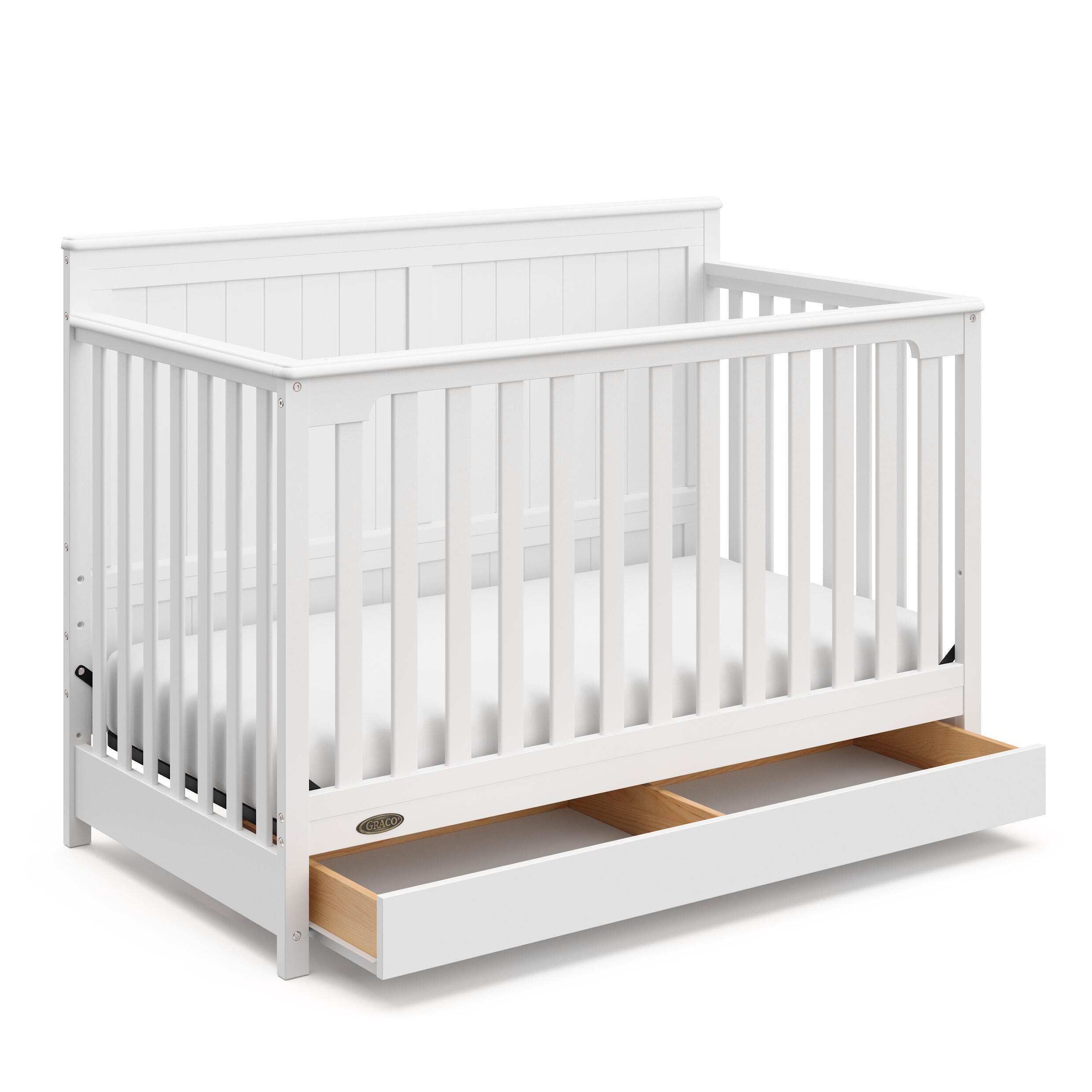 Graco Hadley 5-in-1 Convertible Crib with Drawer, White, large