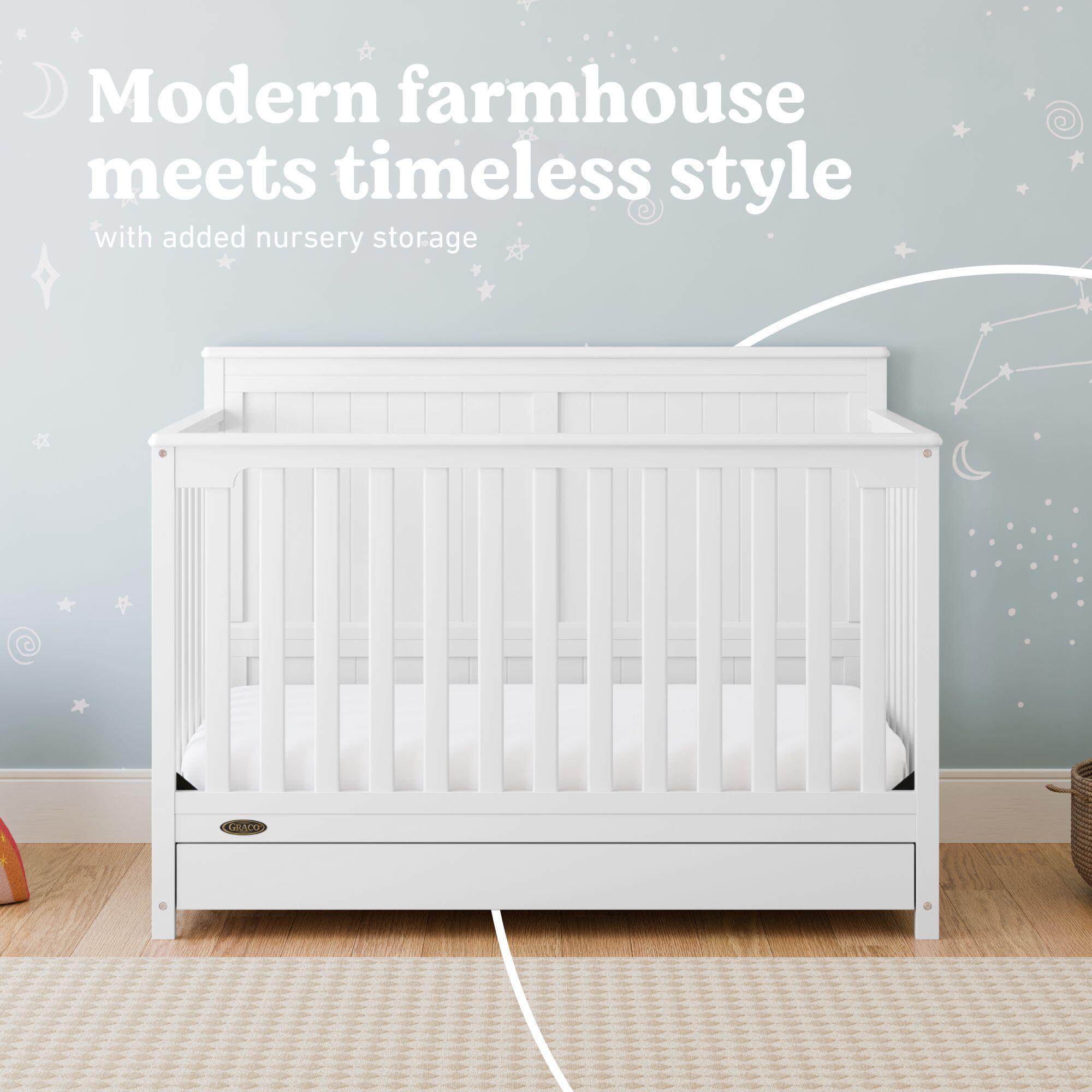 Graco Hadley 5-in-1 Convertible Crib with Drawer, White, large