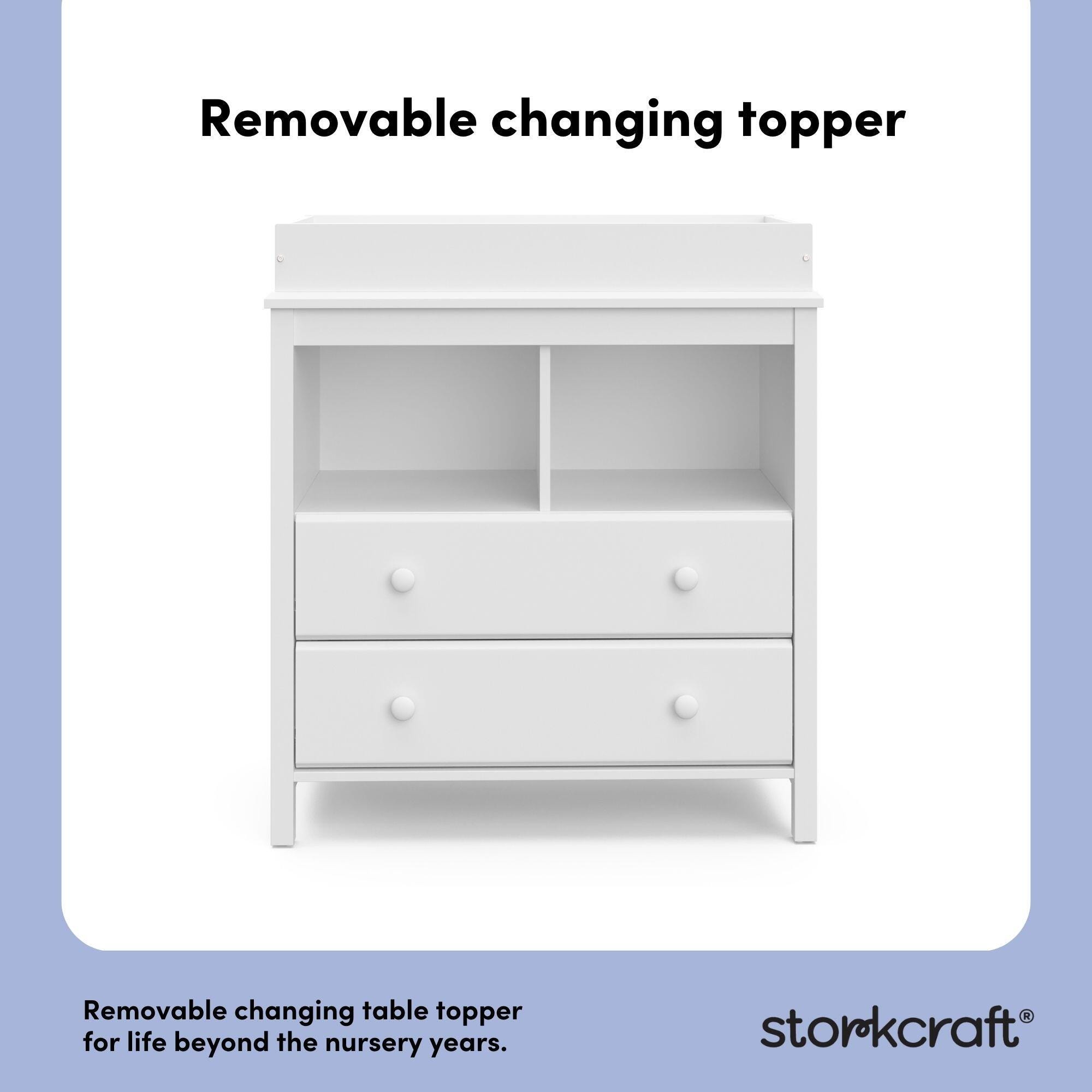 Storkcraft Alpine 2-Drawer Changing Chest, White, large