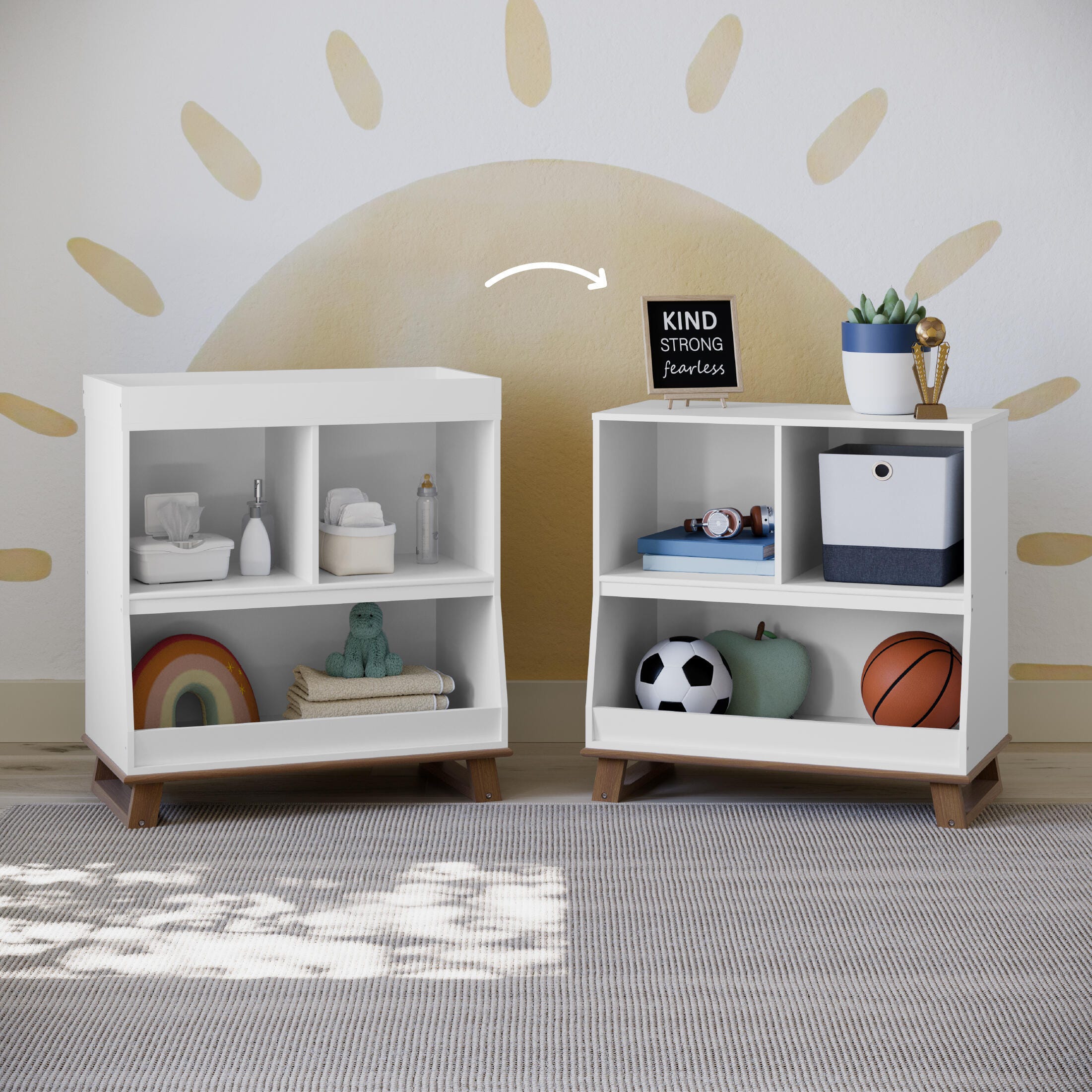 Storkcraft Modern Convertible Changing Table, White/Vintage Driftwood, large
