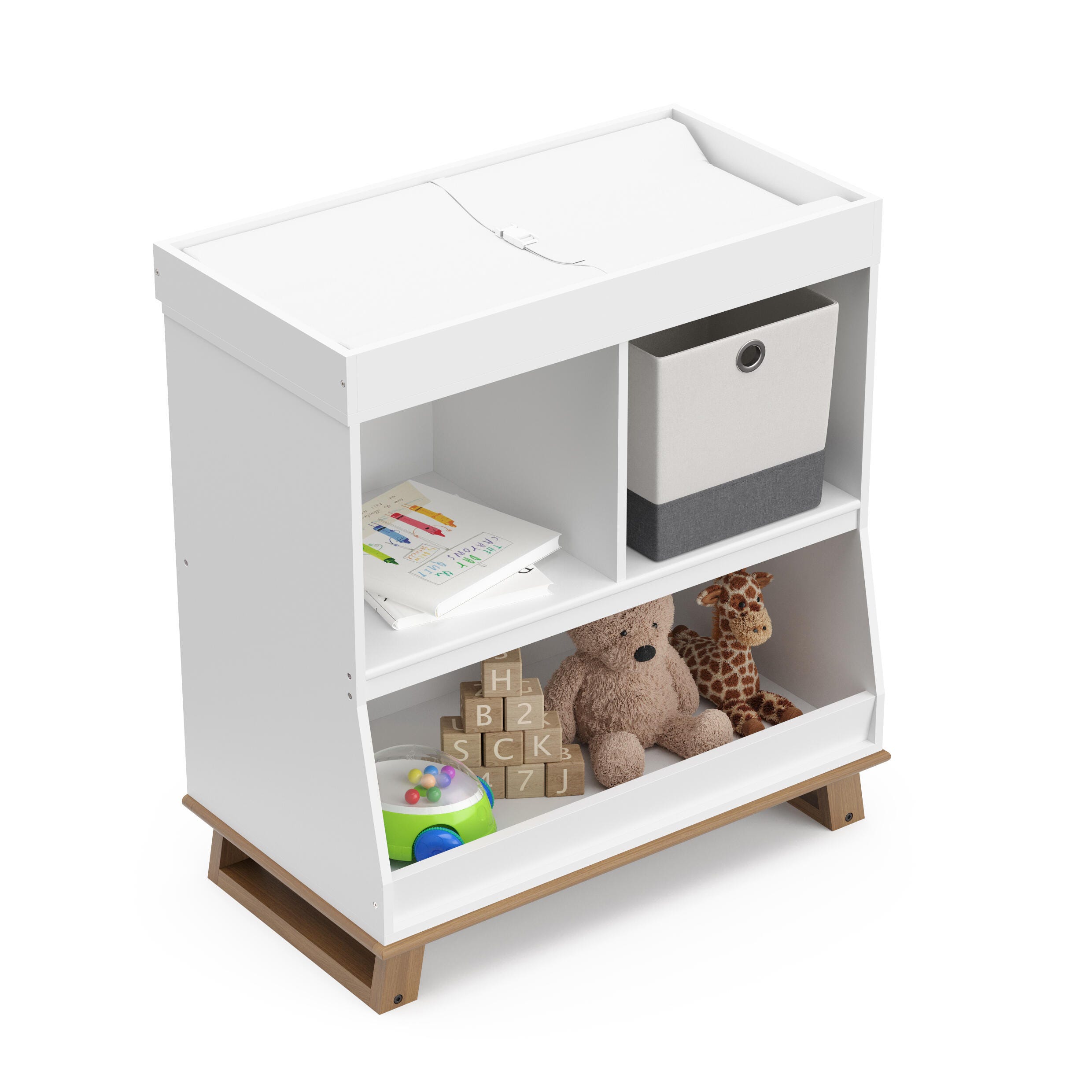 Storkcraft Modern Convertible Changing Table, White/Vintage Driftwood, large