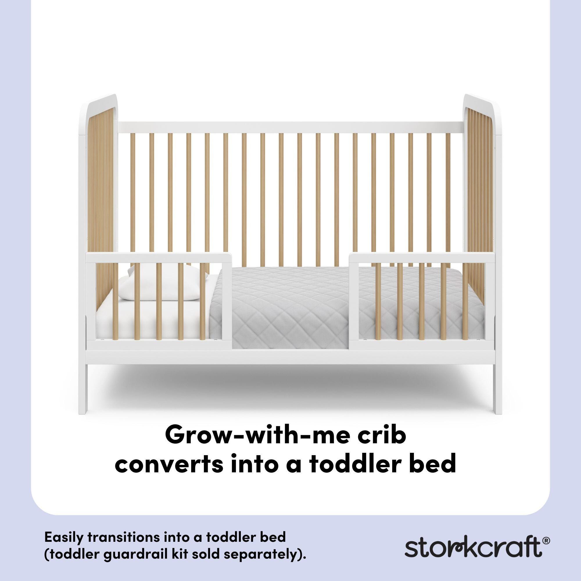 Storkcraft Pasadena 3-in-1 Convertible Crib, White/Driftwood, large
