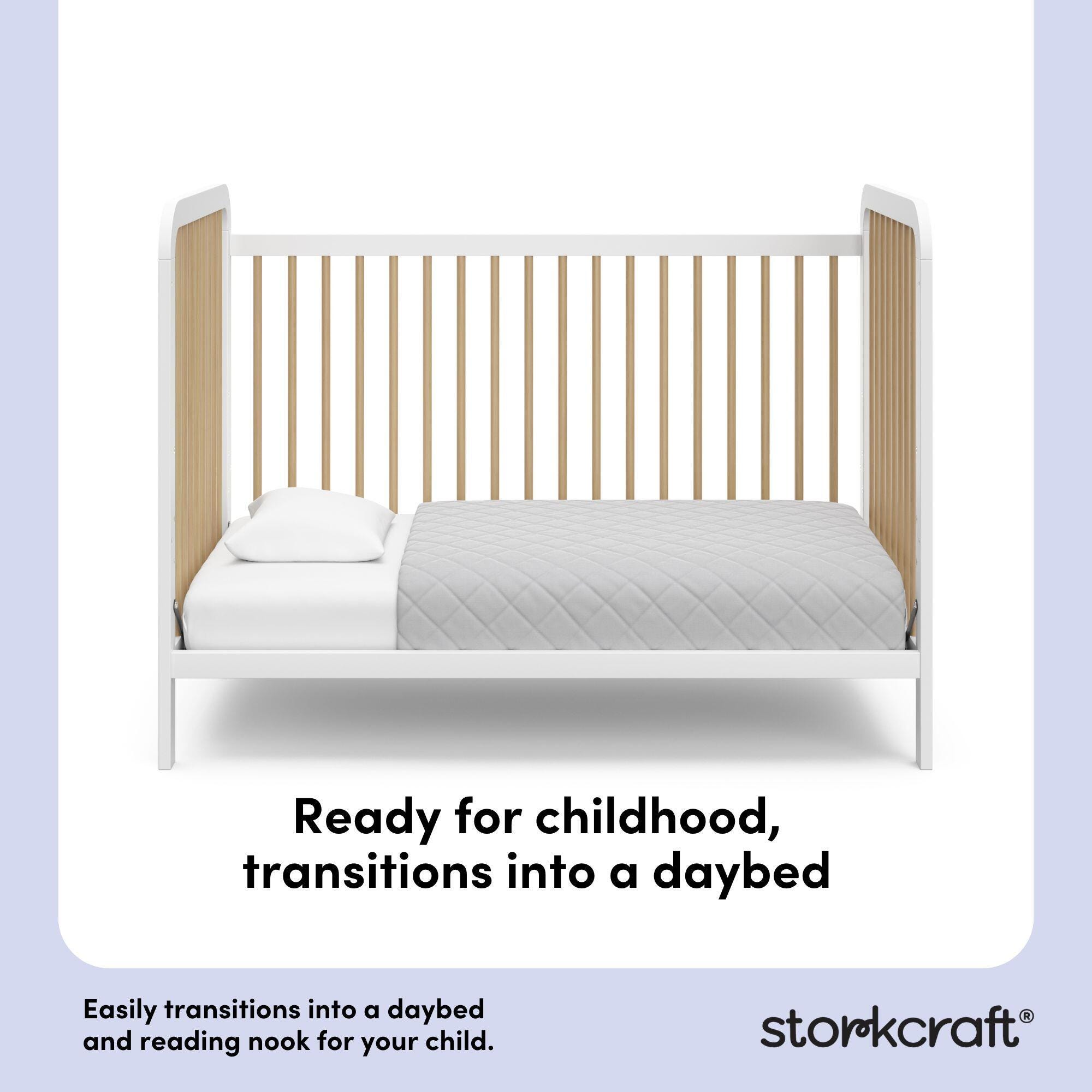 Storkcraft Pasadena 3-in-1 Convertible Crib, White/Driftwood, large