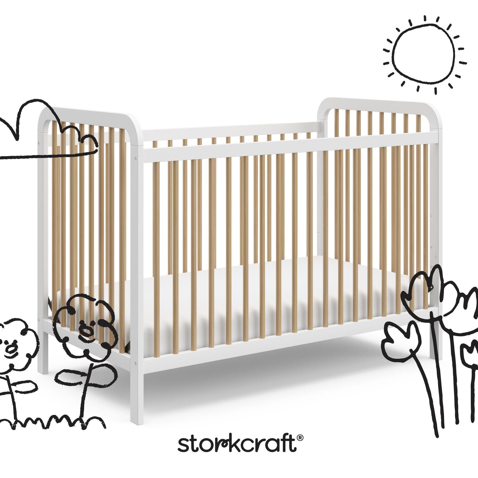 Storkcraft Pasadena 3-in-1 Convertible Crib, White/Driftwood, large
