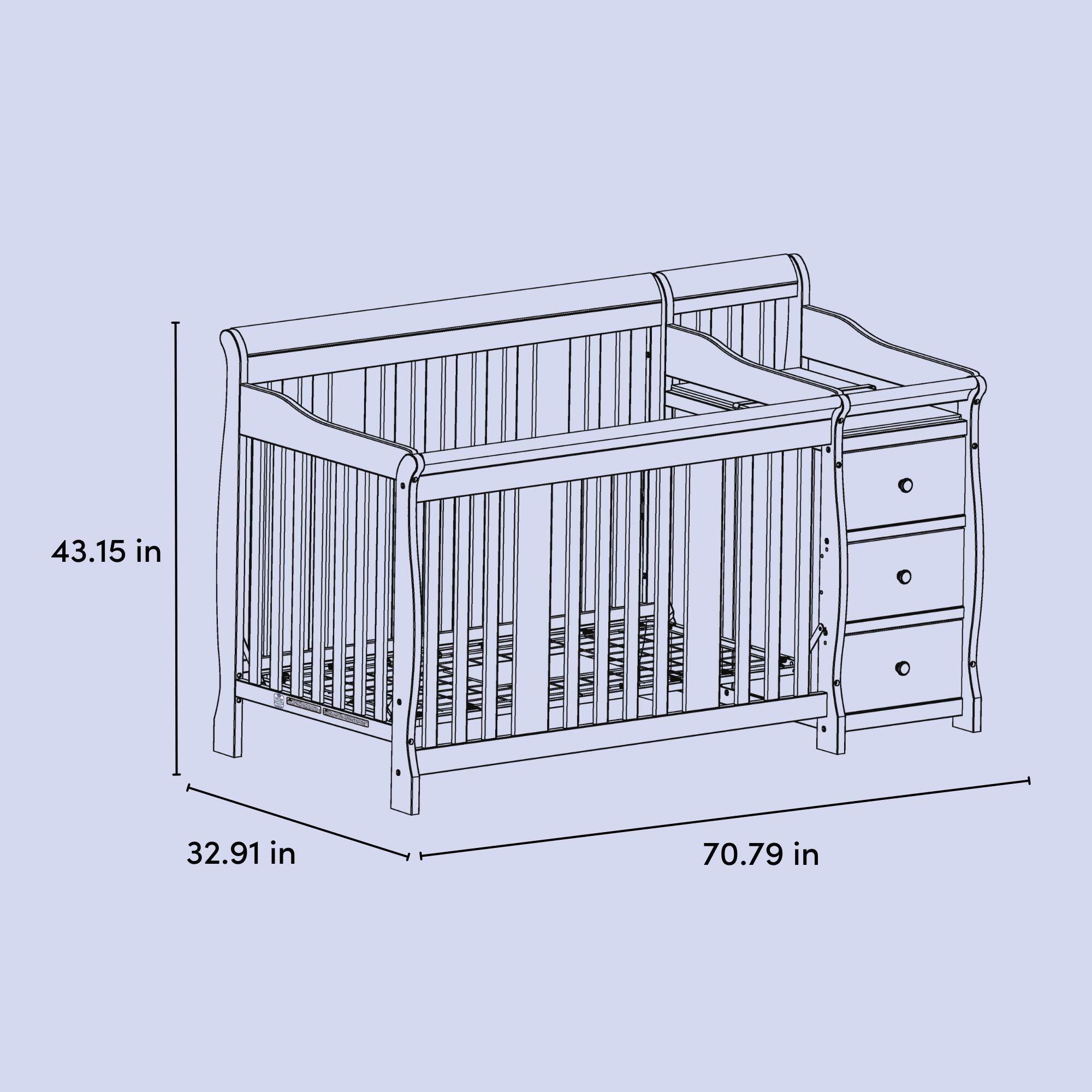 Storkcraft Portofino 5-in-1 Convertible Crib and Changer, Pebble Gray, large