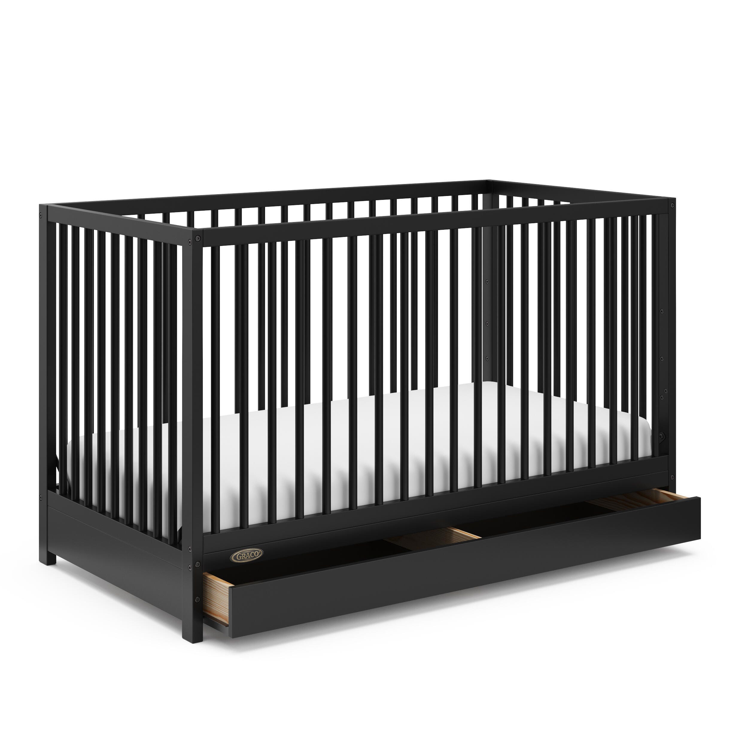 Graco Teddi 5-in-1 Convertible Crib with Drawer, Black, large