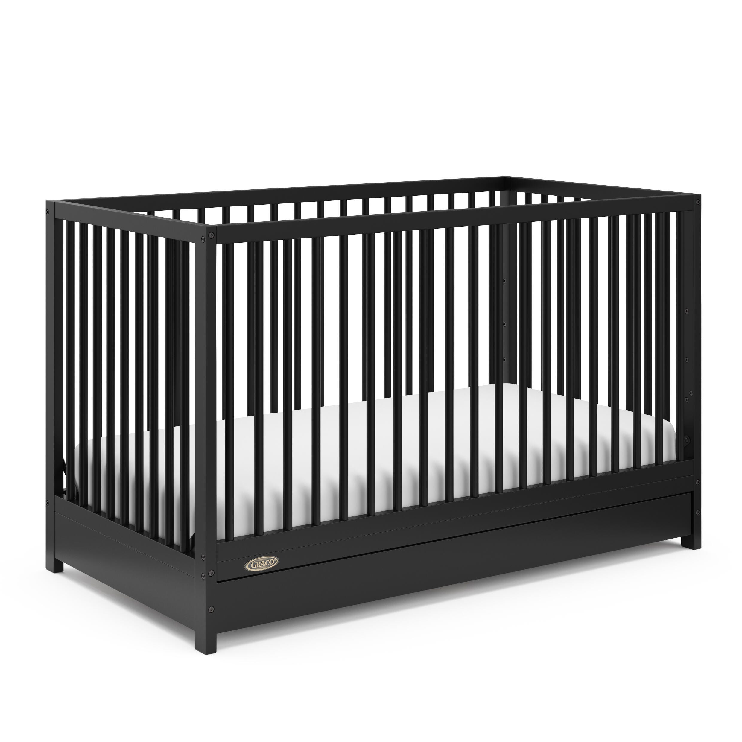 Graco Teddi 5-in-1 Convertible Crib with Drawer, Black, large