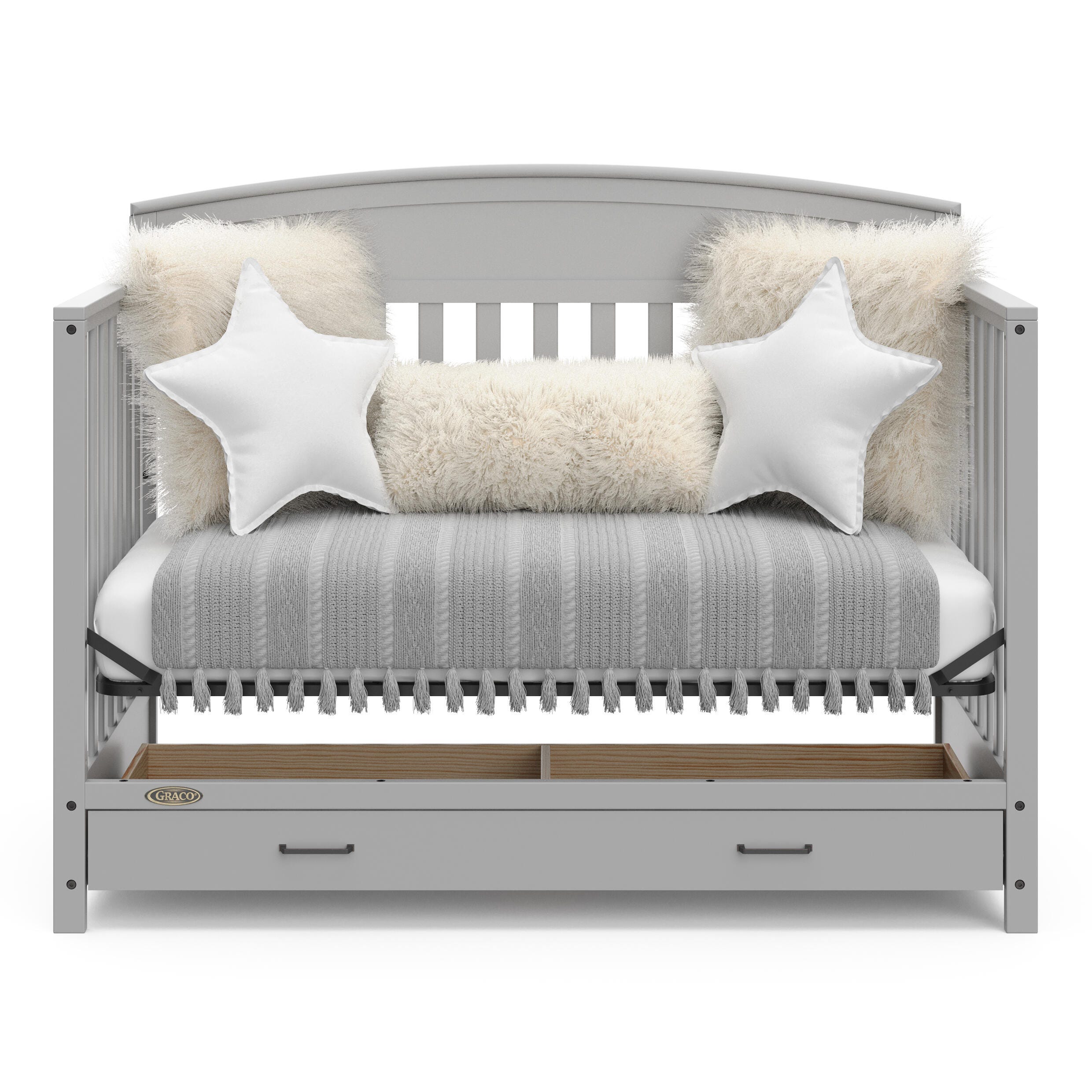 Graco Benton 5-in-1 Convertible Crib with Drawer, Pebble Gray, large