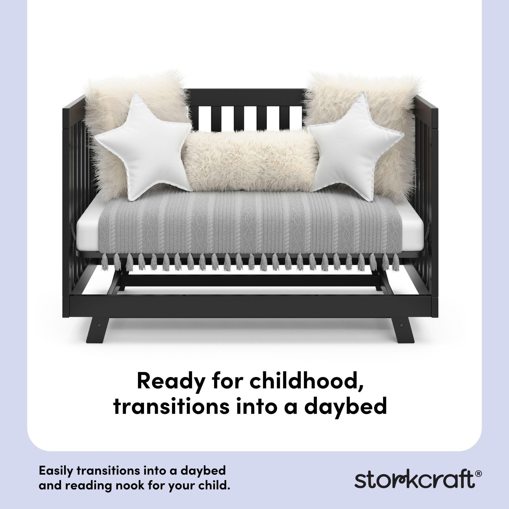 Storkcraft Beckett 3-in-1 Convertible Crib, Black, large