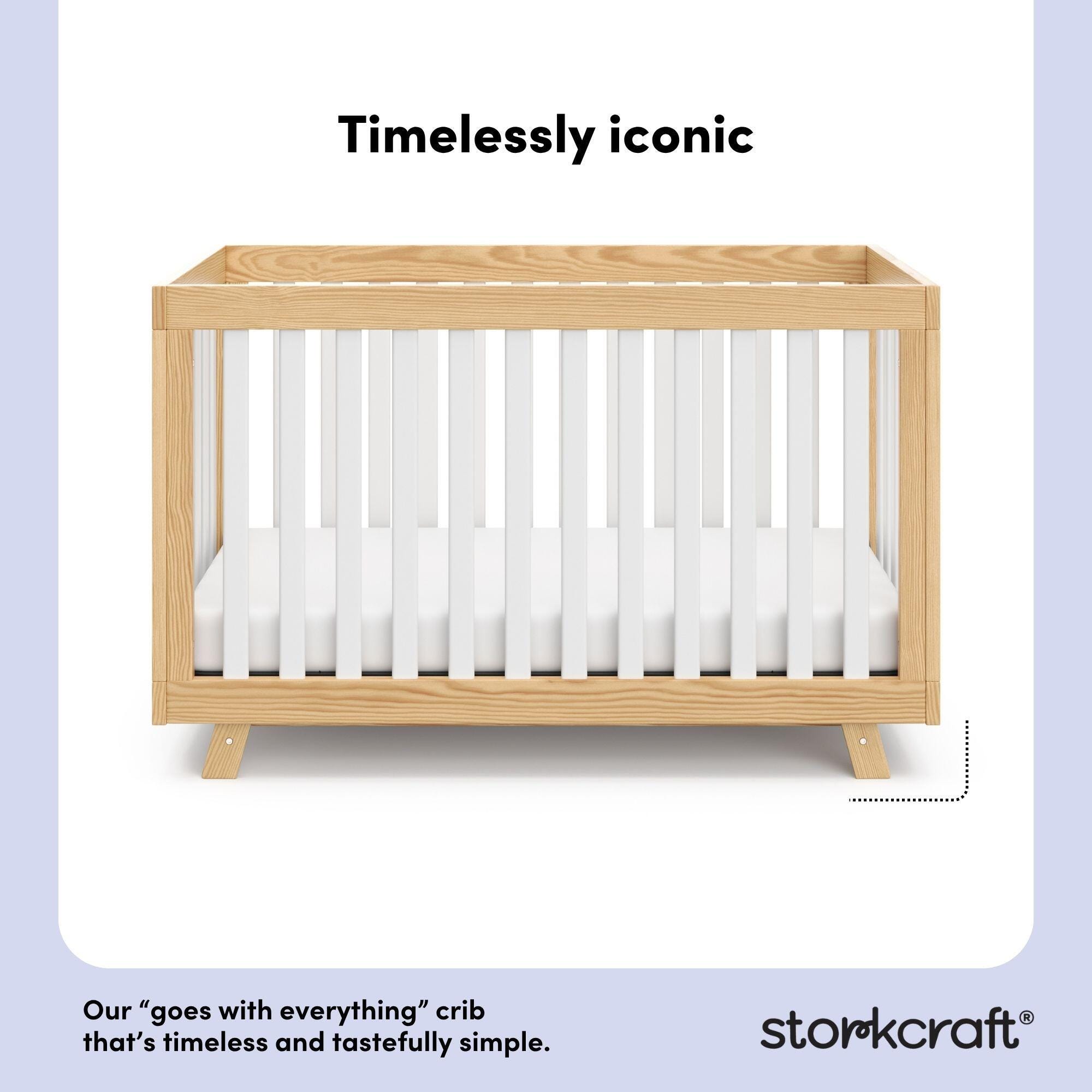 Storkcraft Beckett 3-in-1 Convertible Crib, Natural/White, large