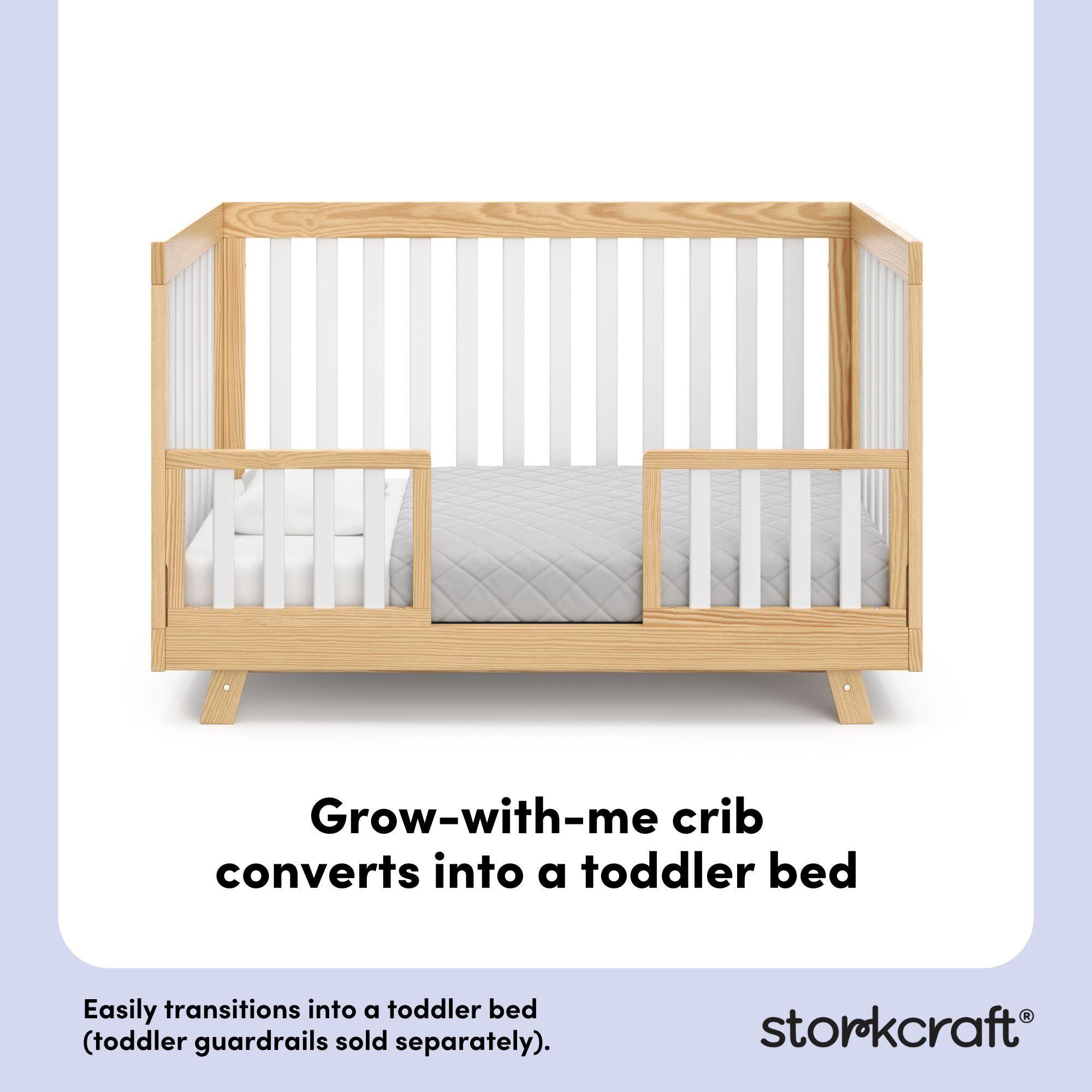 Storkcraft Beckett 3-in-1 Convertible Crib, Natural/White, large