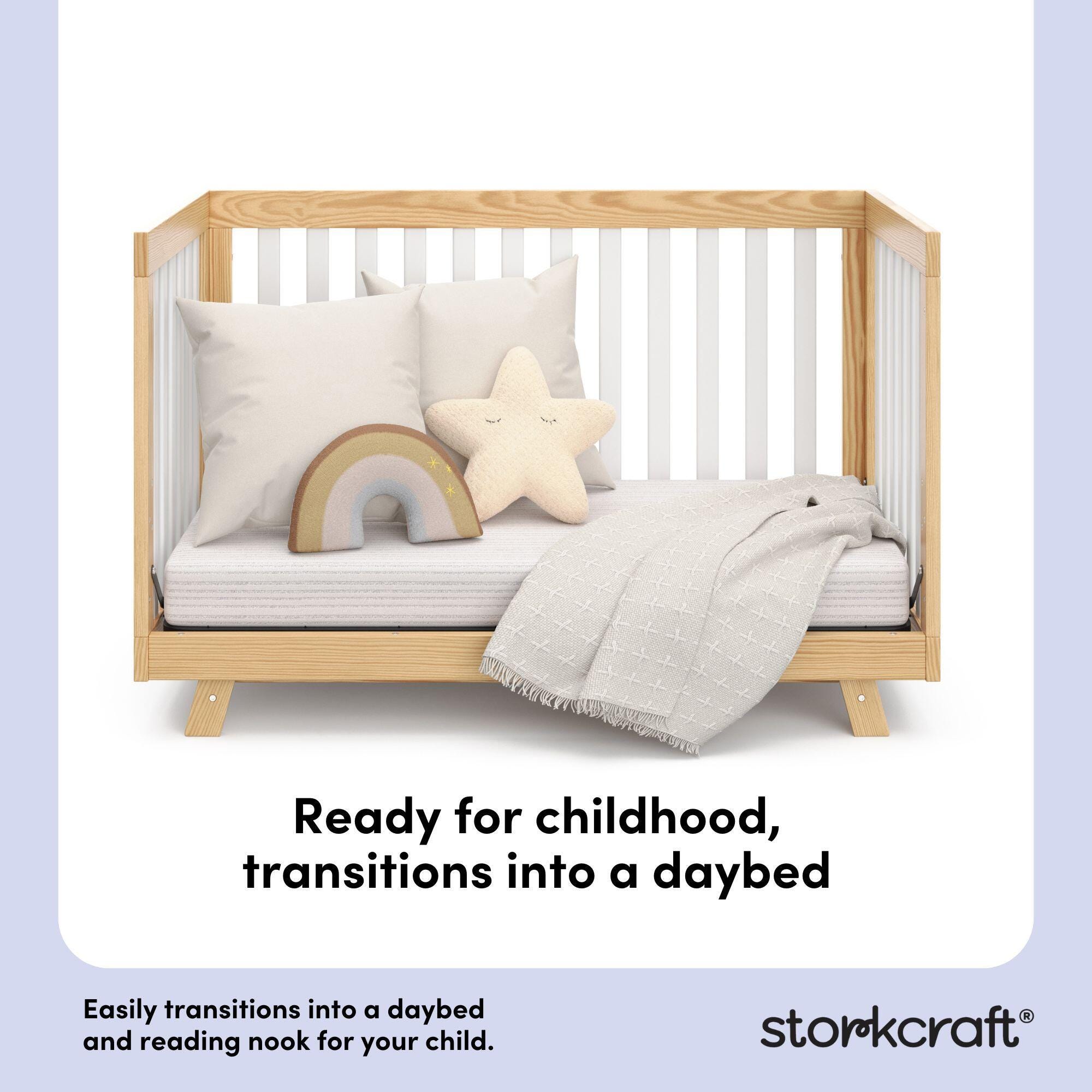 Storkcraft Beckett 3-in-1 Convertible Crib, Natural/White, large