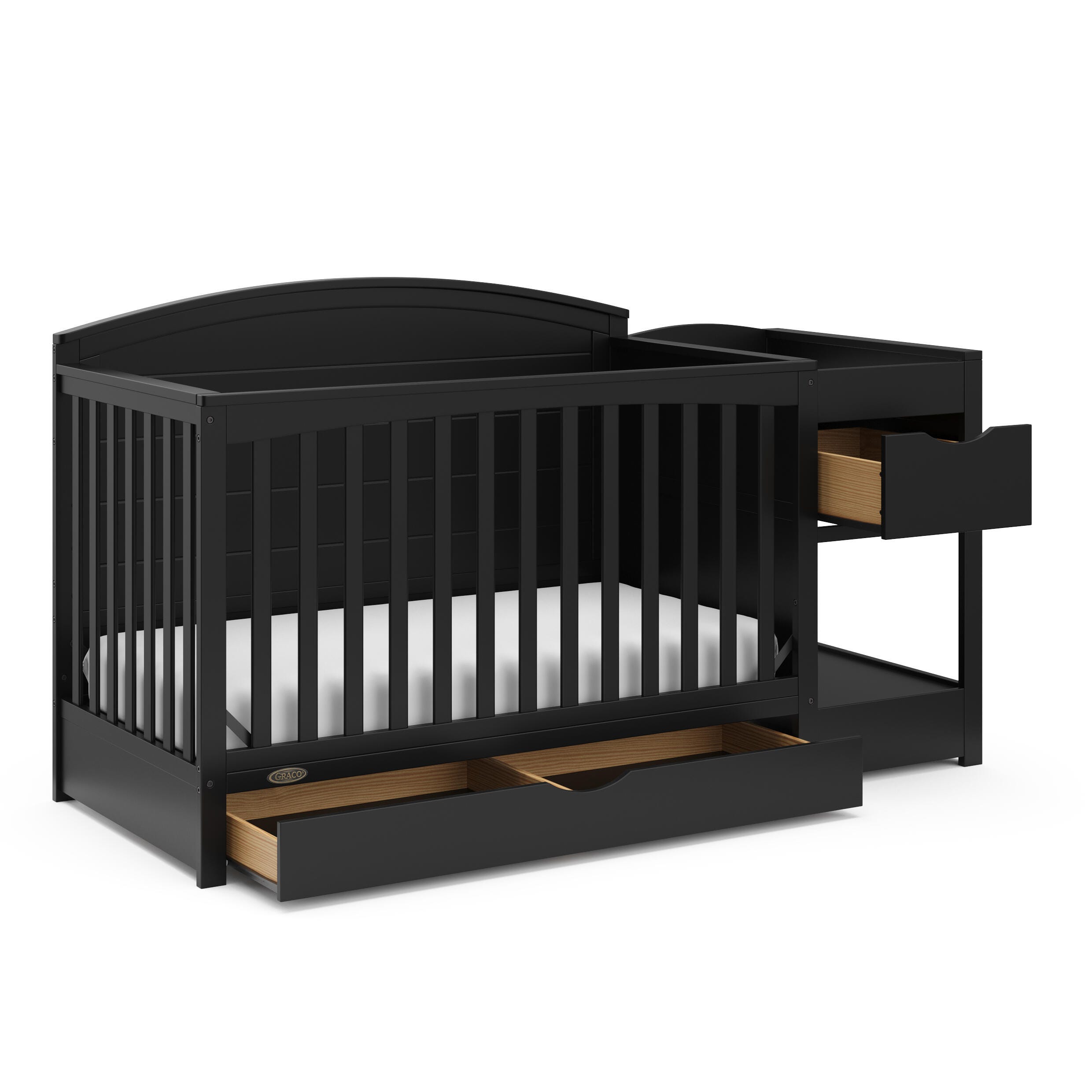 Graco Bellwood 5-in-1 Convertible Crib and Changer, Black, large