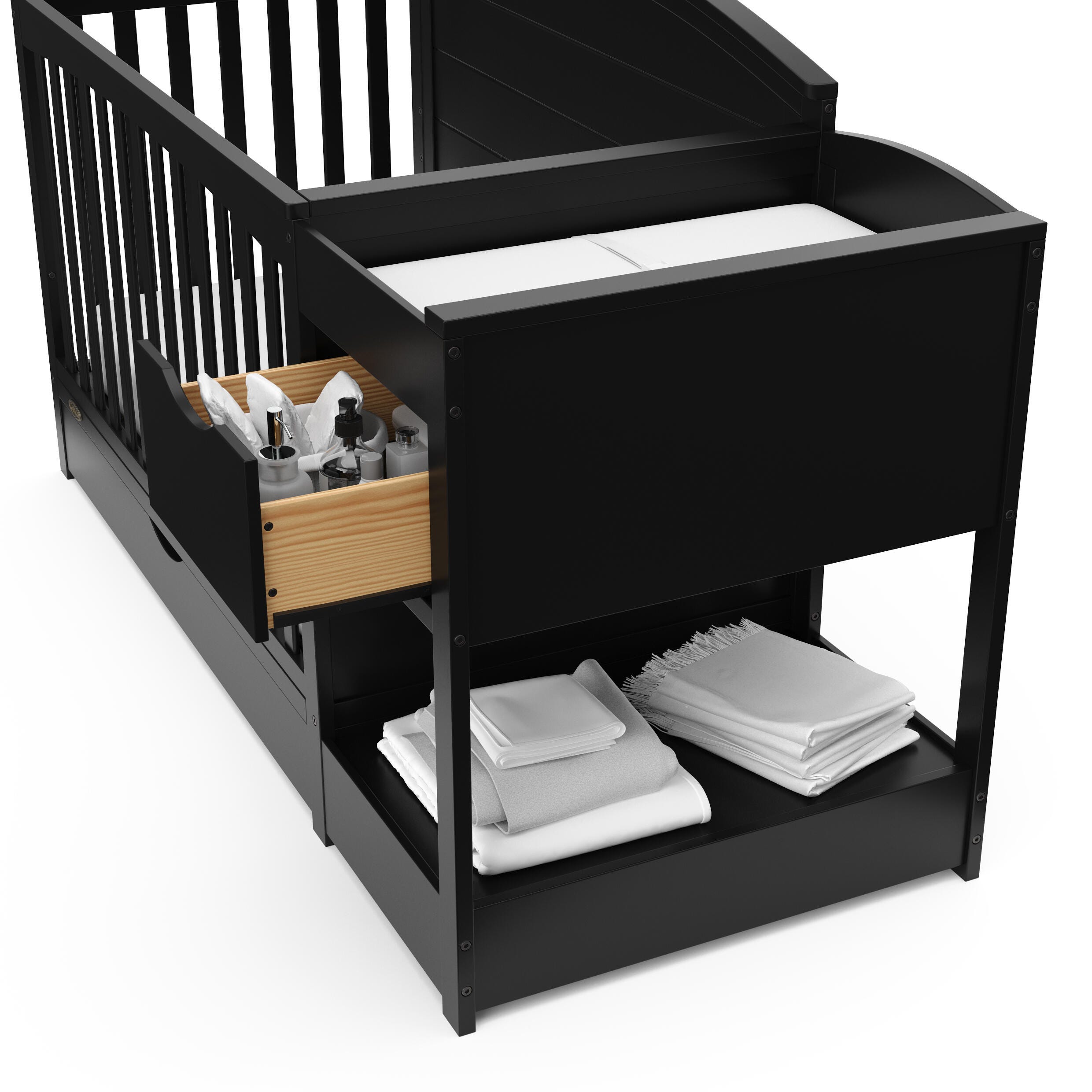 Graco Bellwood 5-in-1 Convertible Crib and Changer, Black, large
