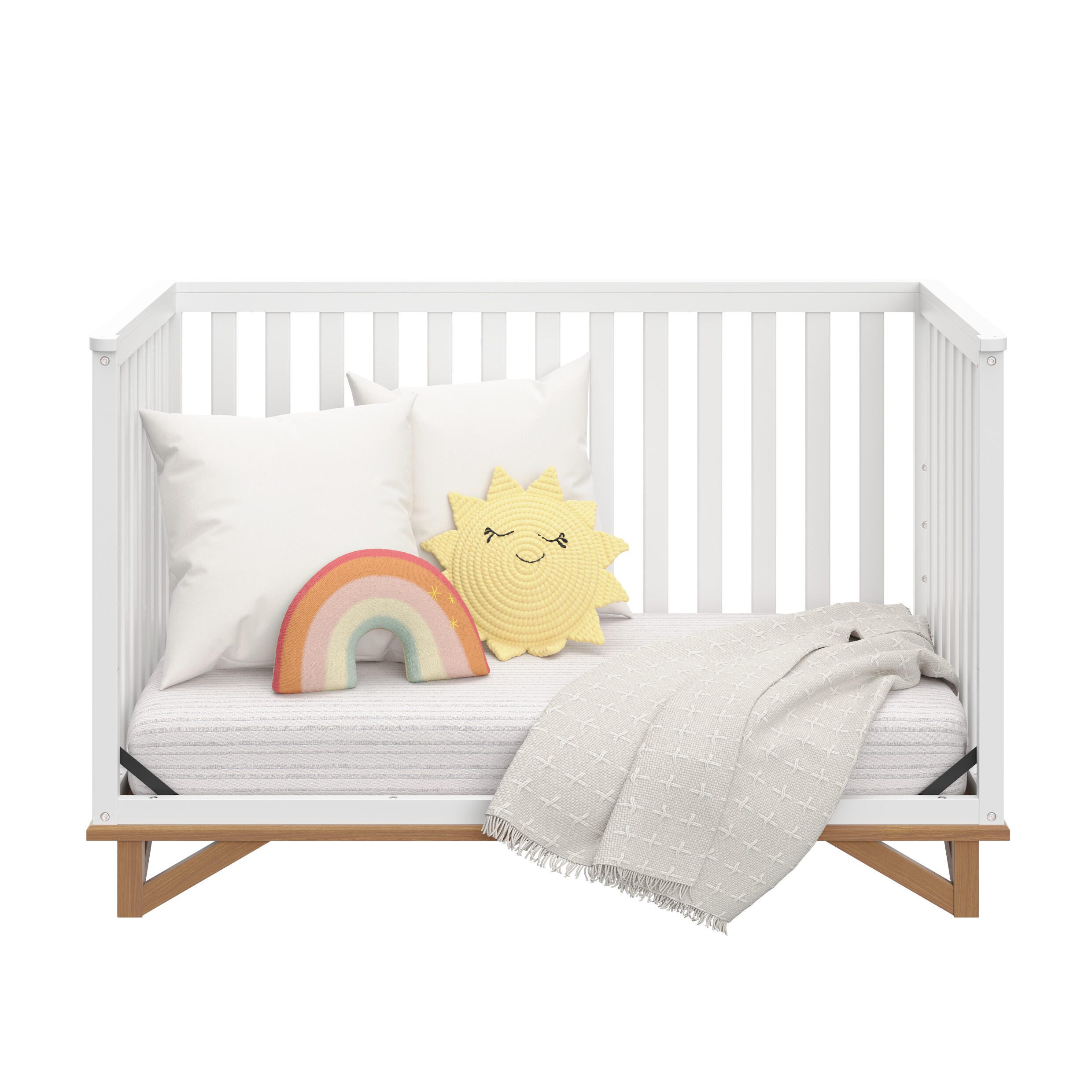 Storkcraft Santa Monica 5-in-1 Convertible Crib, White/Vintage Driftwood, large