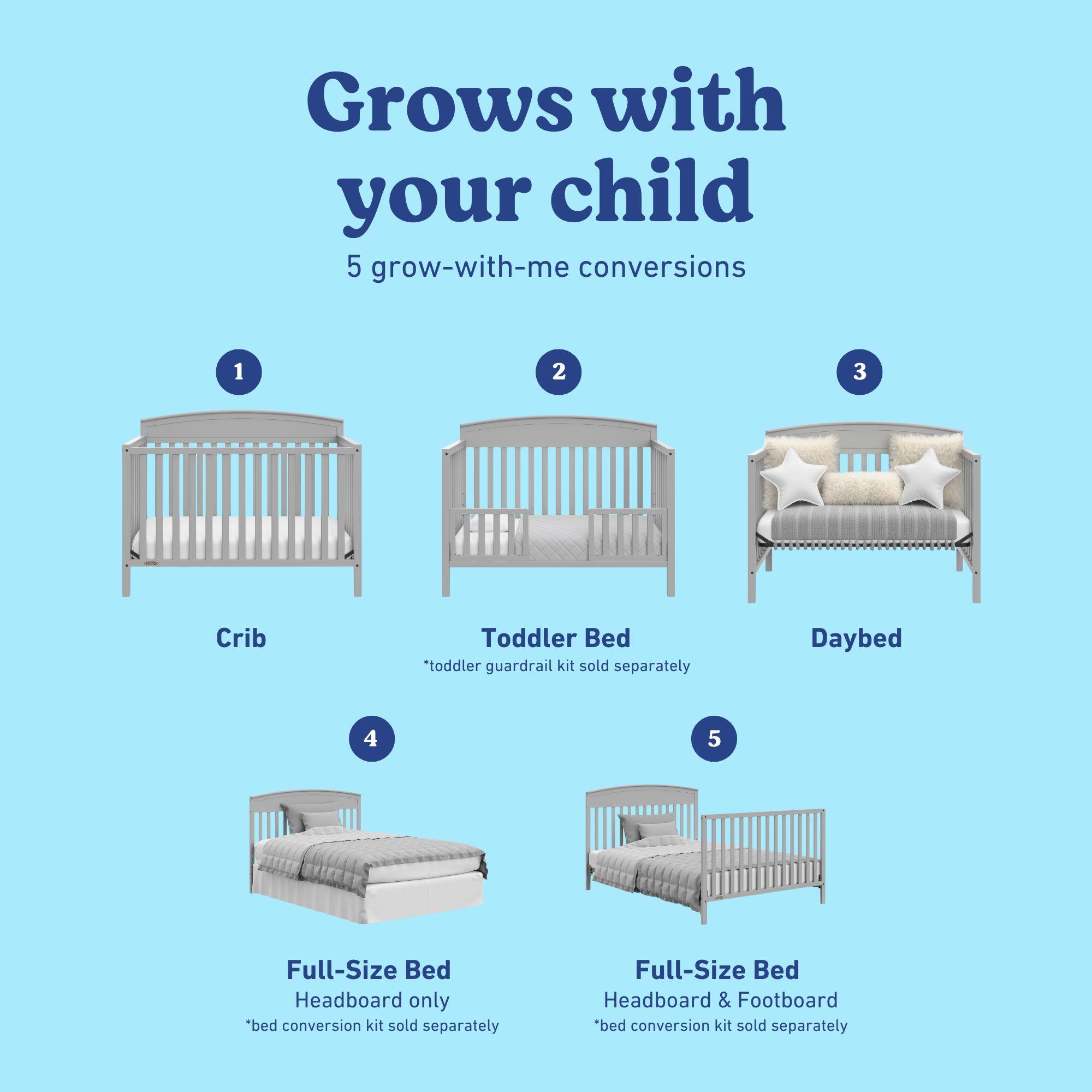 Graco Benton 5-in-1 Convertible Crib, Pebble Gray, large