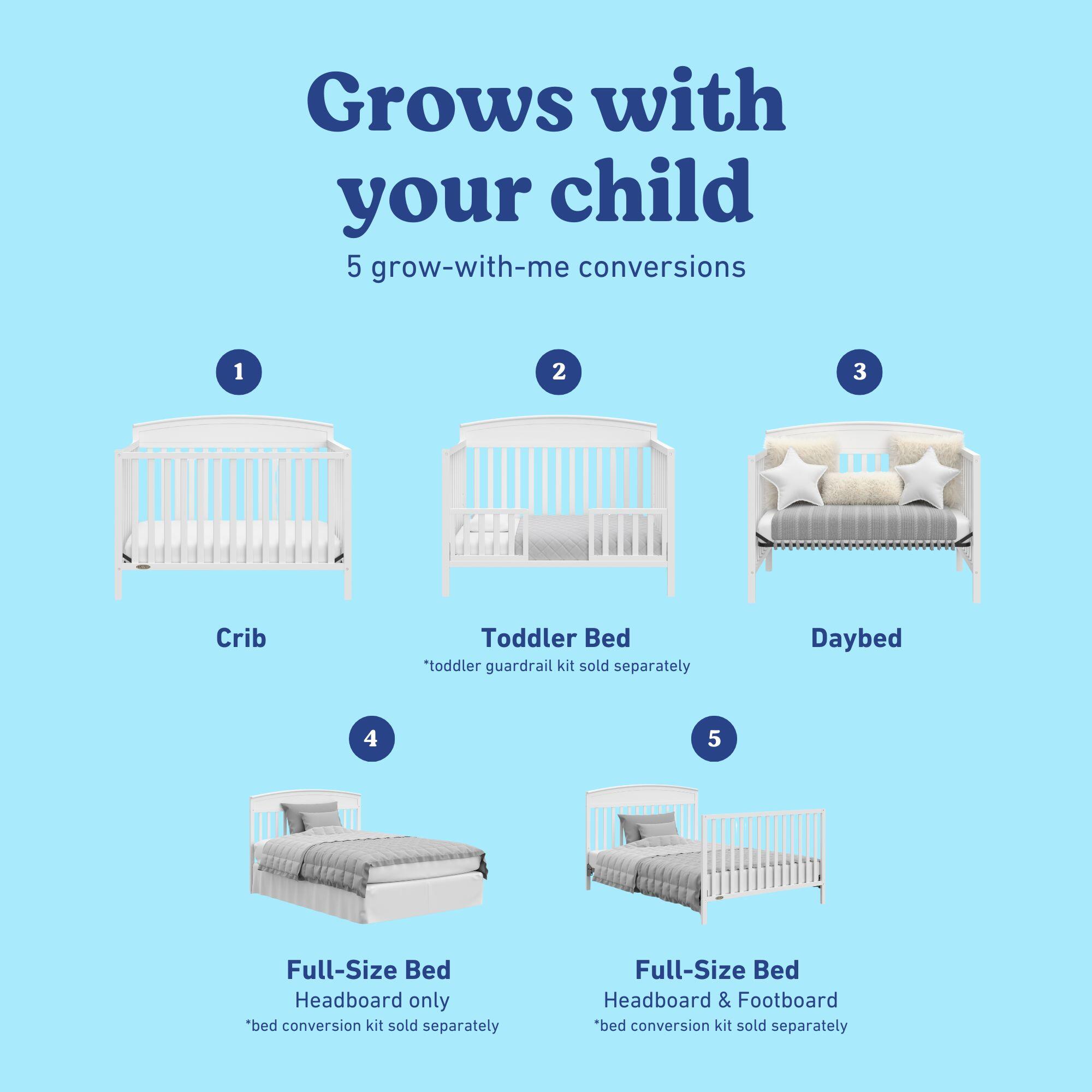 Graco Benton 5-in-1 Convertible Crib, White, large