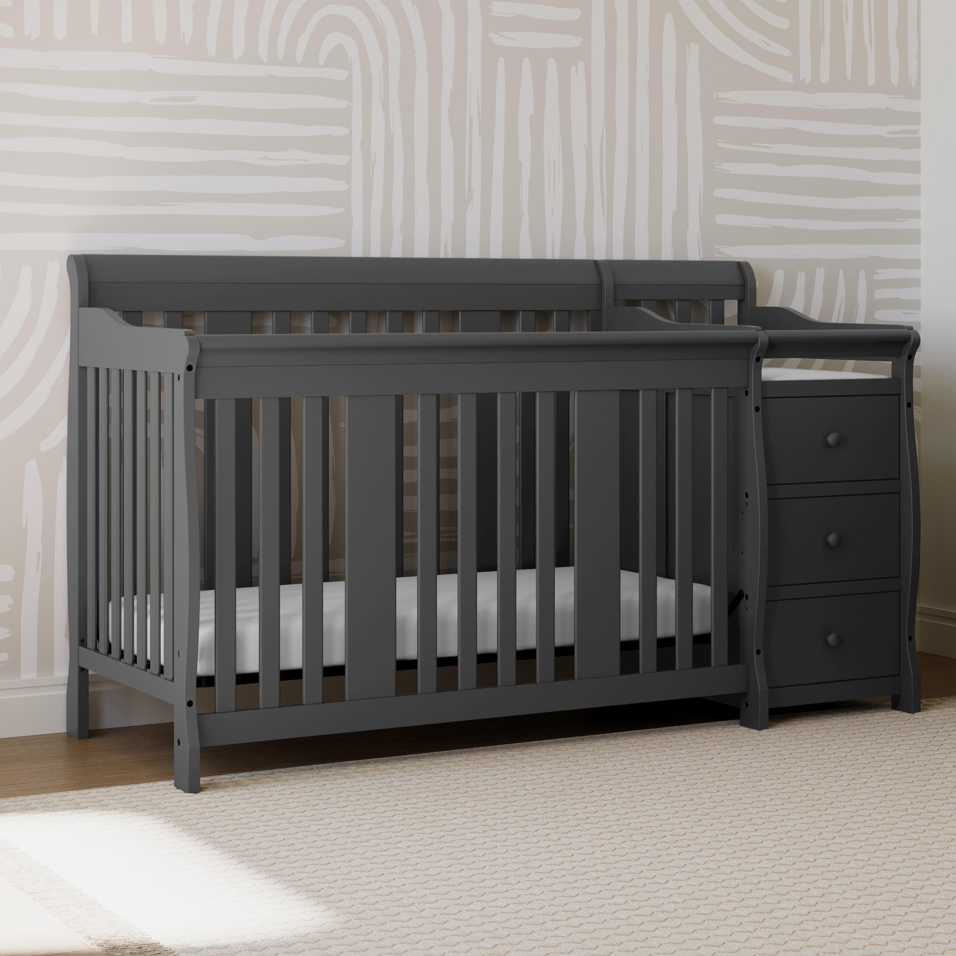 Storkcraft Portofino 5-in-1 Convertible Crib and Changer, Gray, large