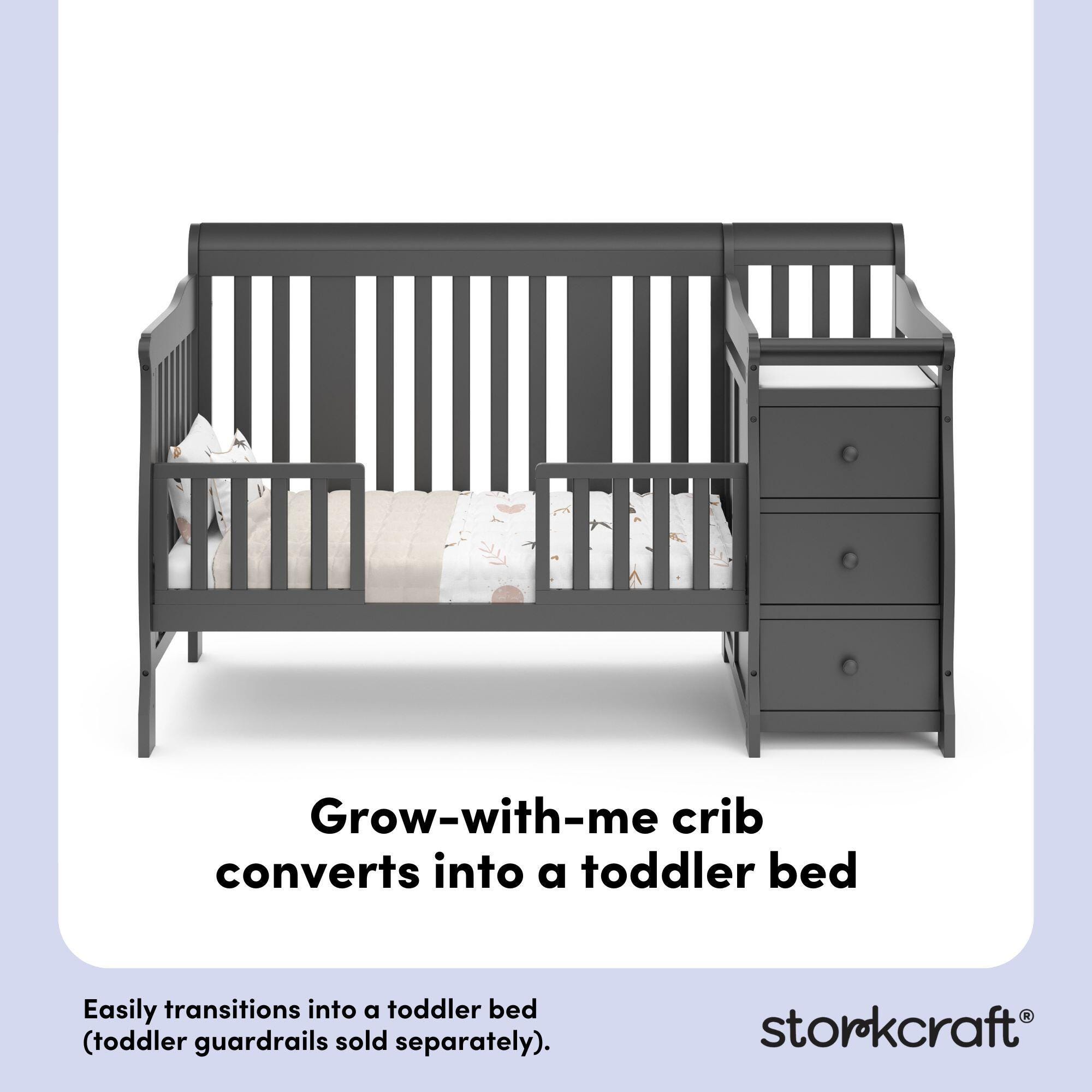 Storkcraft Portofino 5-in-1 Convertible Crib and Changer, Gray, large