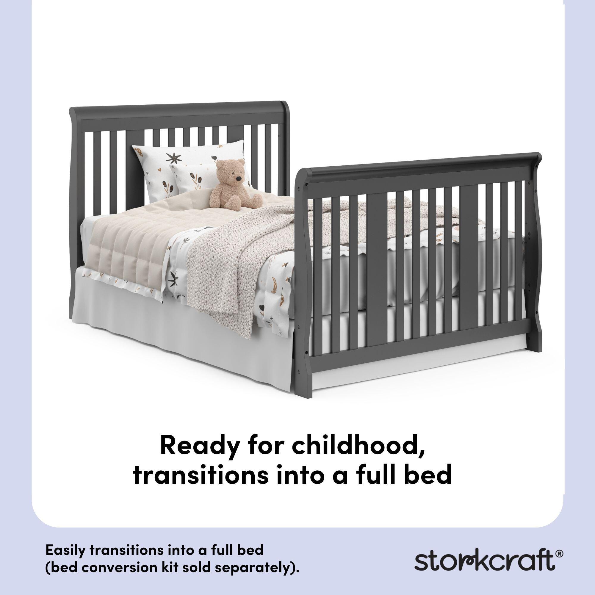 Storkcraft Portofino 5-in-1 Convertible Crib and Changer, Gray, large