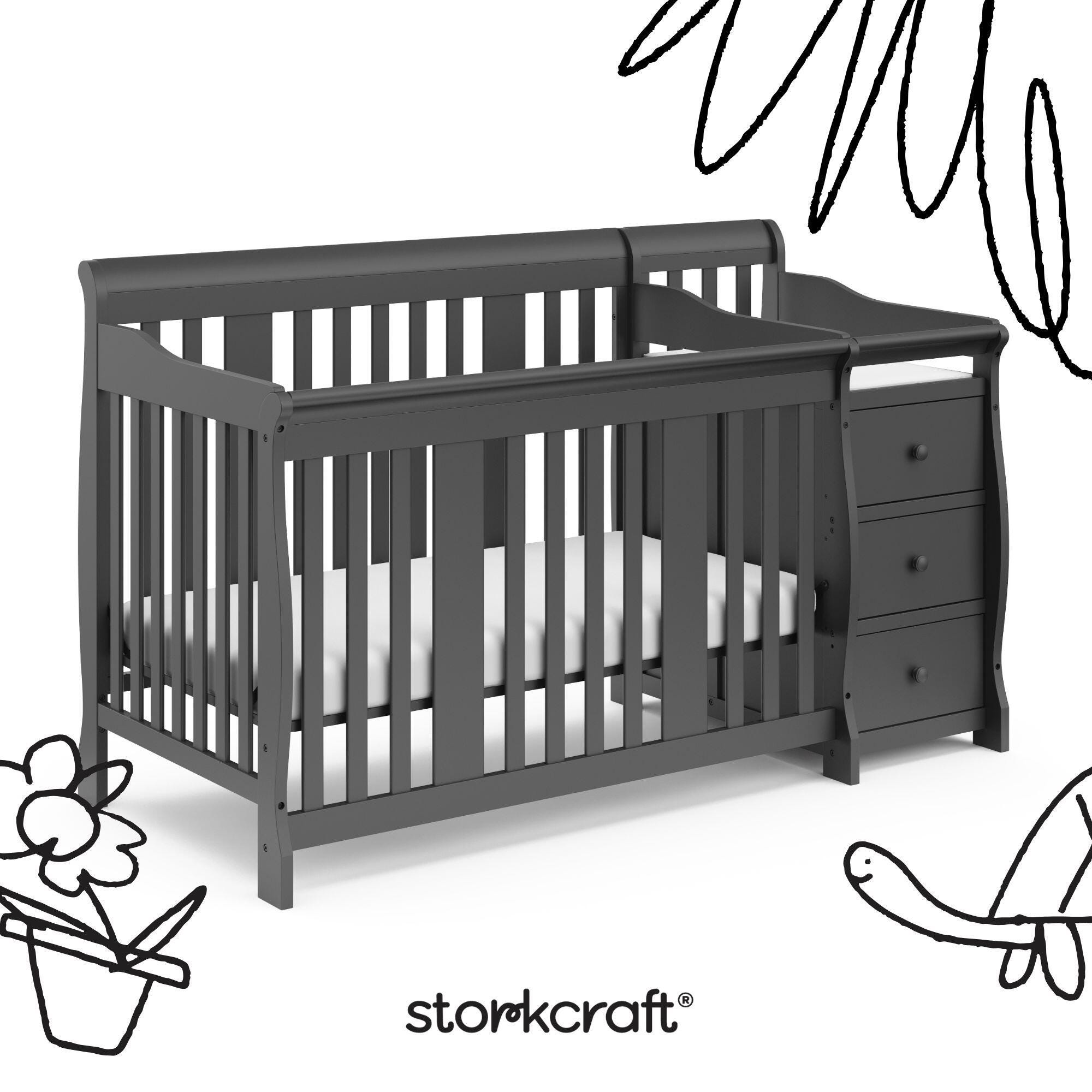 Storkcraft Portofino 5-in-1 Convertible Crib and Changer, Gray, large