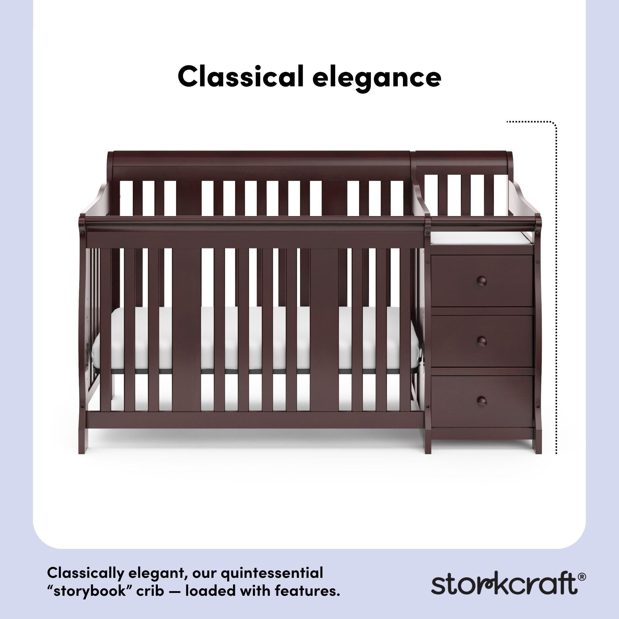 Storkcraft Portofino 5-in-1 Convertible Crib and Changer, Espresso, large