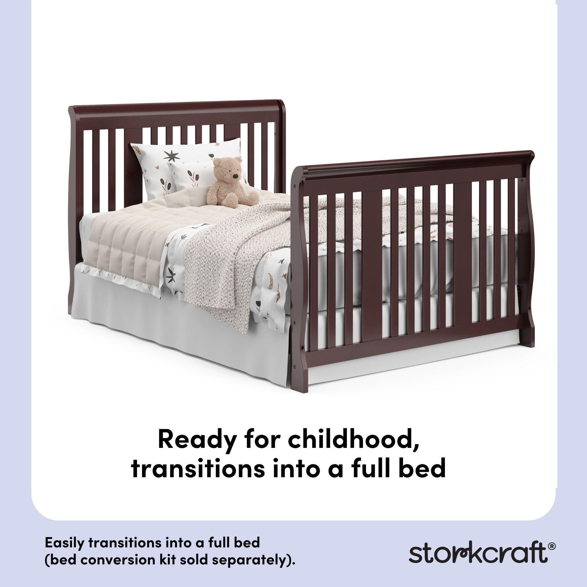 Storkcraft Portofino 5-in-1 Convertible Crib and Changer, Espresso, large