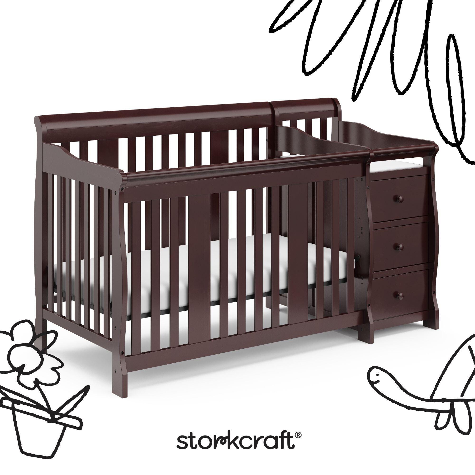 Storkcraft Portofino 5-in-1 Convertible Crib and Changer, Espresso, large