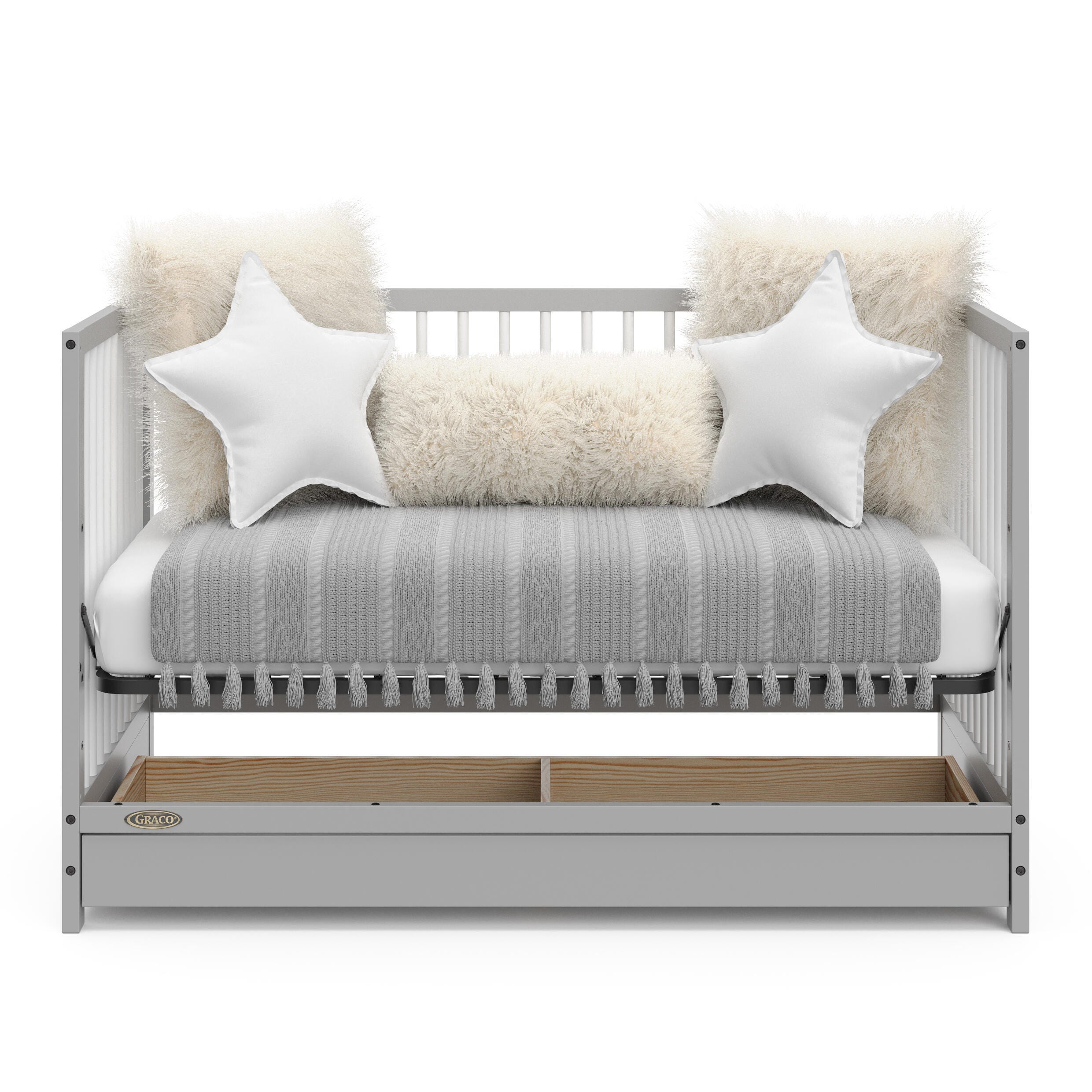 Graco Teddi 5-in-1 Convertible Crib with Drawer, Pebble Gray, large
