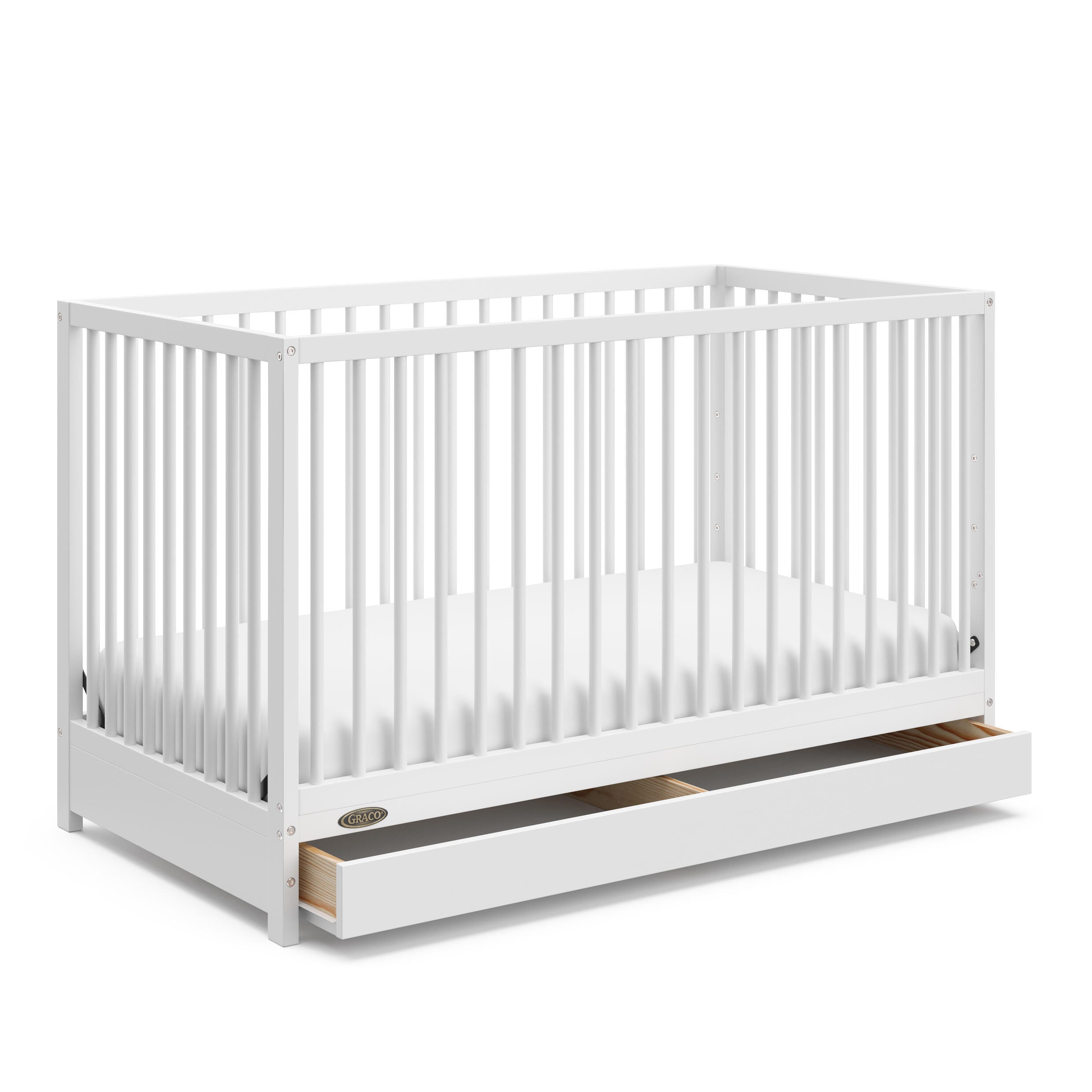 Graco Teddi 5-in-1 Convertible Crib with Drawer, White, large