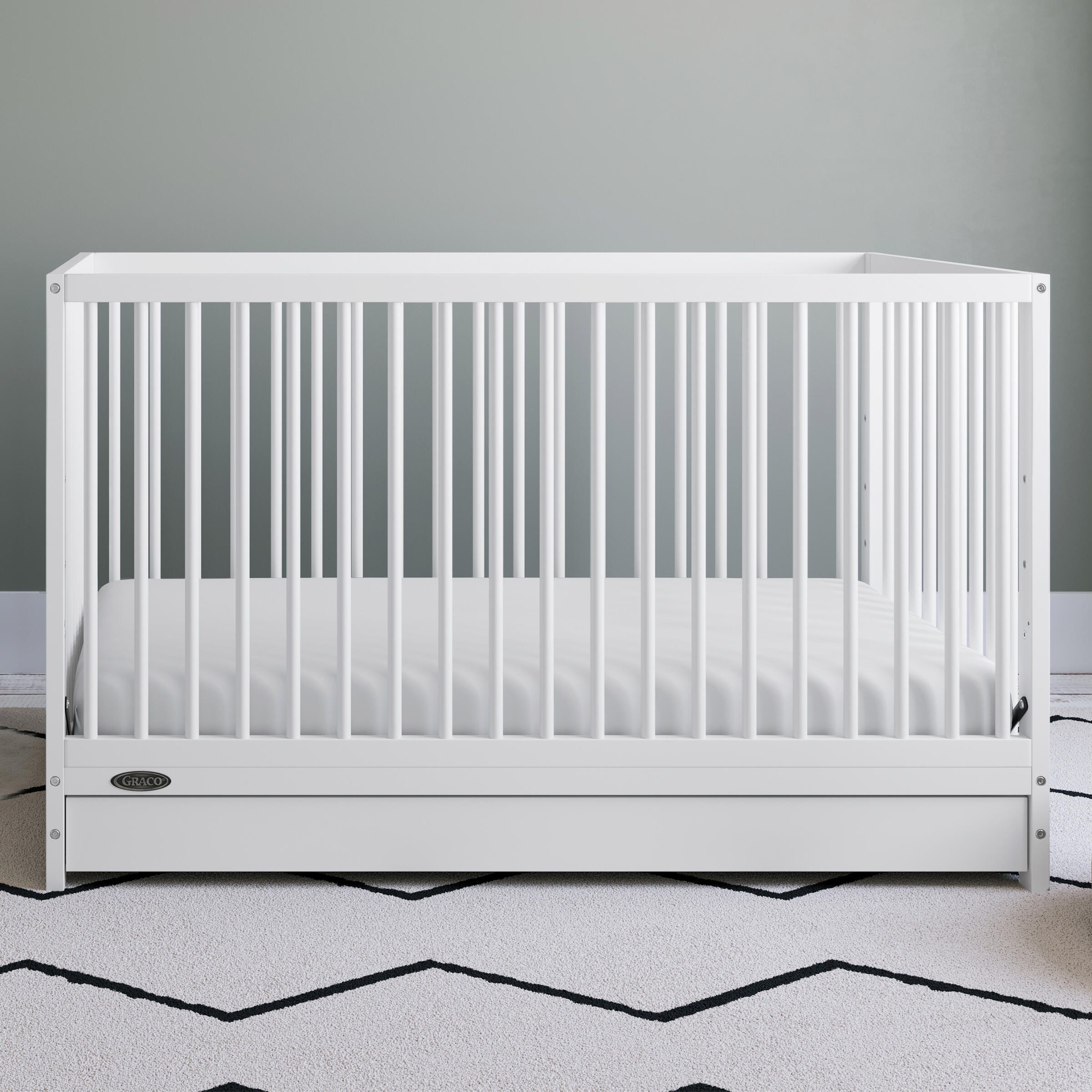 Graco Teddi 5-in-1 Convertible Crib with Drawer, White, large