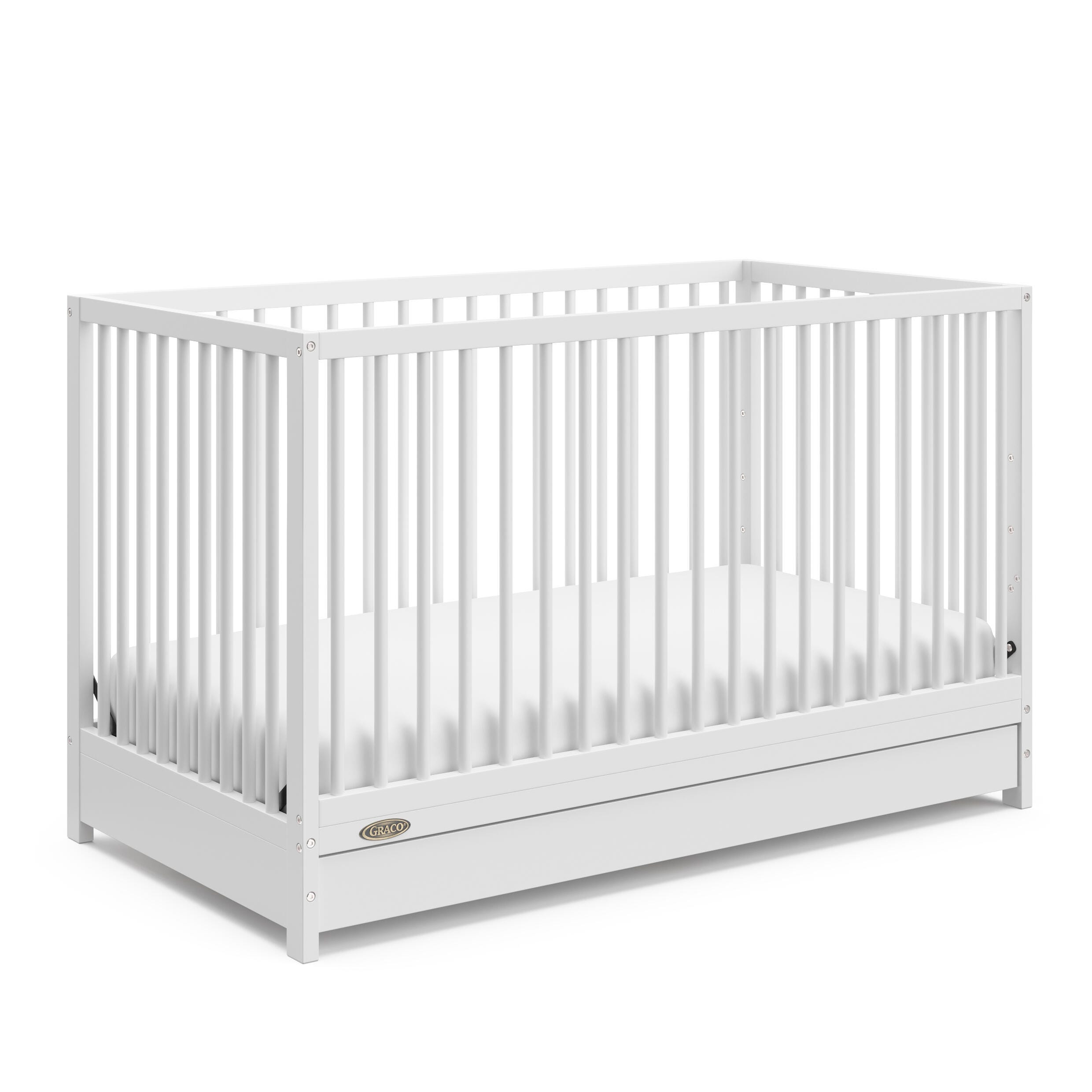 Graco Teddi 5-in-1 Convertible Crib with Drawer, White, large