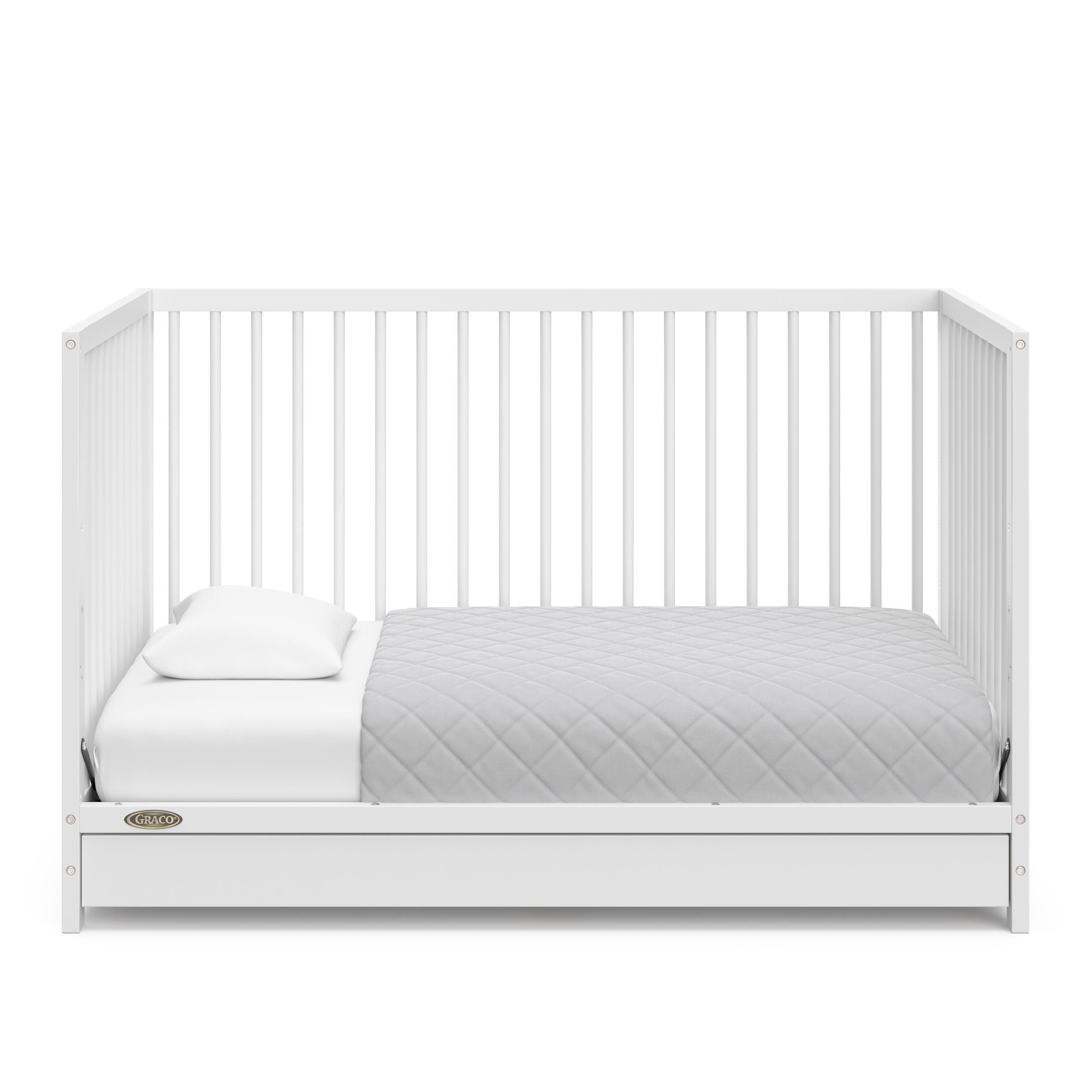 Graco Teddi 5-in-1 Convertible Crib with Drawer, White, large