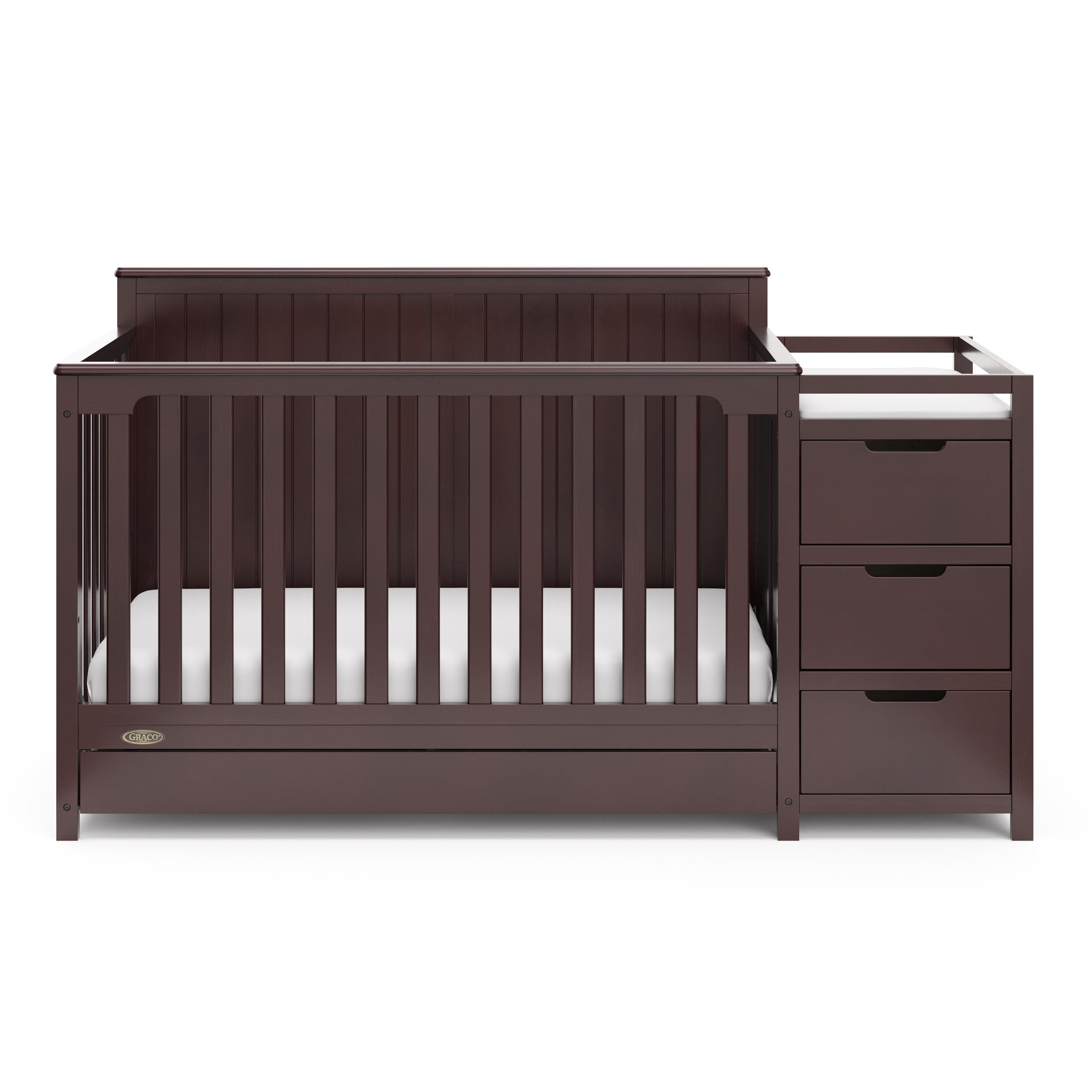 Graco Hadley 5-in-1 Convertible Crib and Changer, Espresso, large