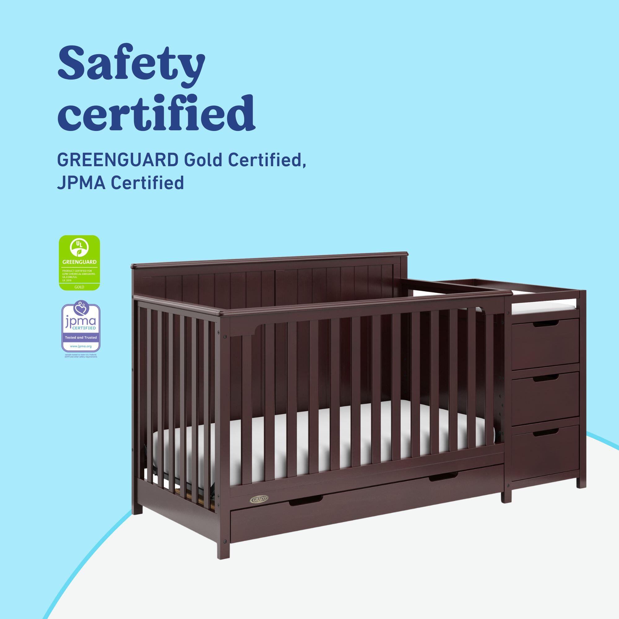 Graco Hadley 5-in-1 Convertible Crib and Changer, Espresso, large