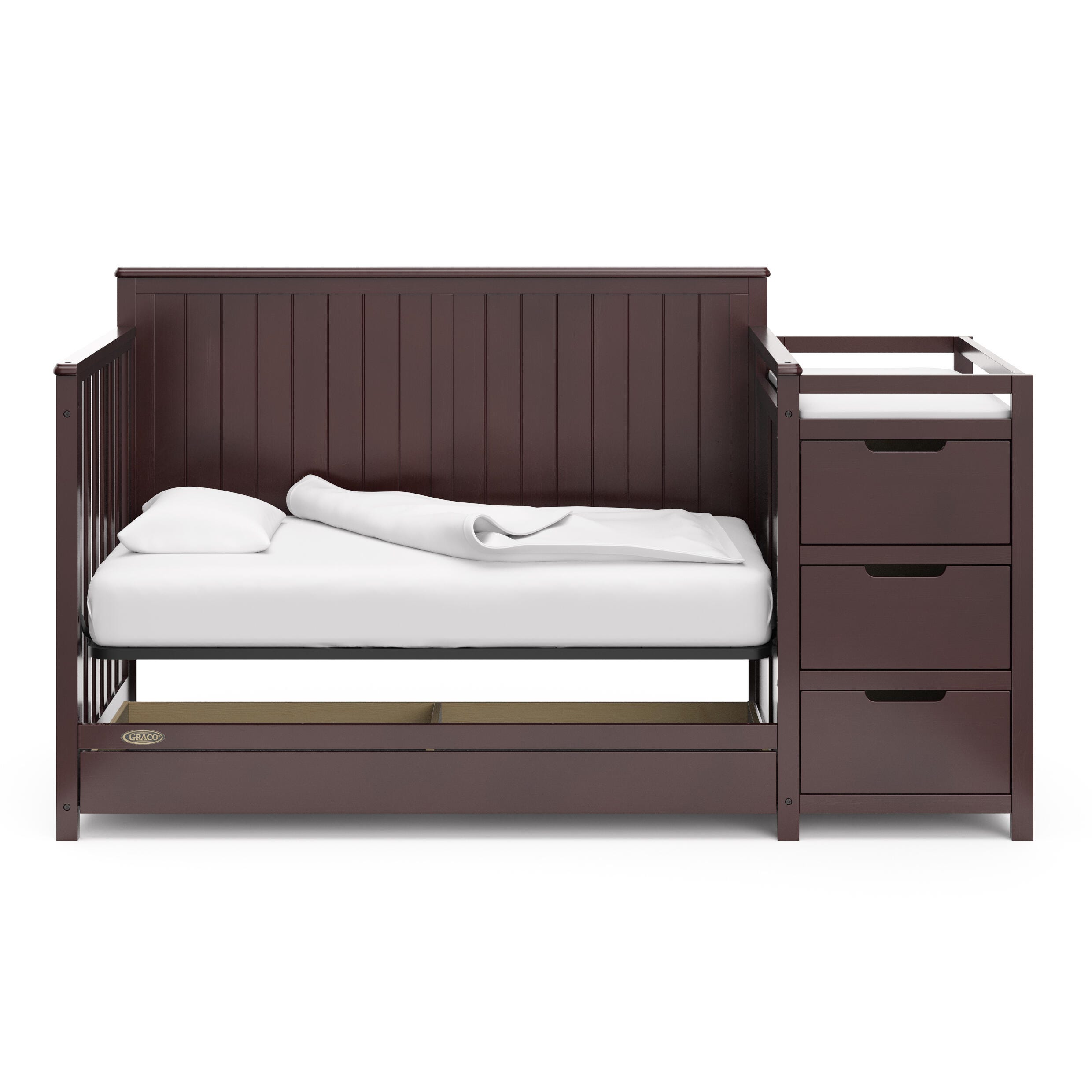 Graco Hadley 5-in-1 Convertible Crib and Changer, Espresso, large