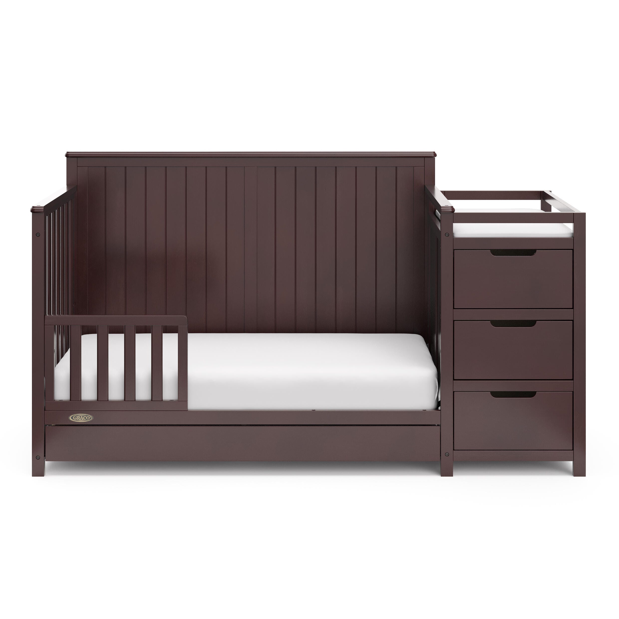 Graco Hadley 5-in-1 Convertible Crib and Changer, Espresso, large