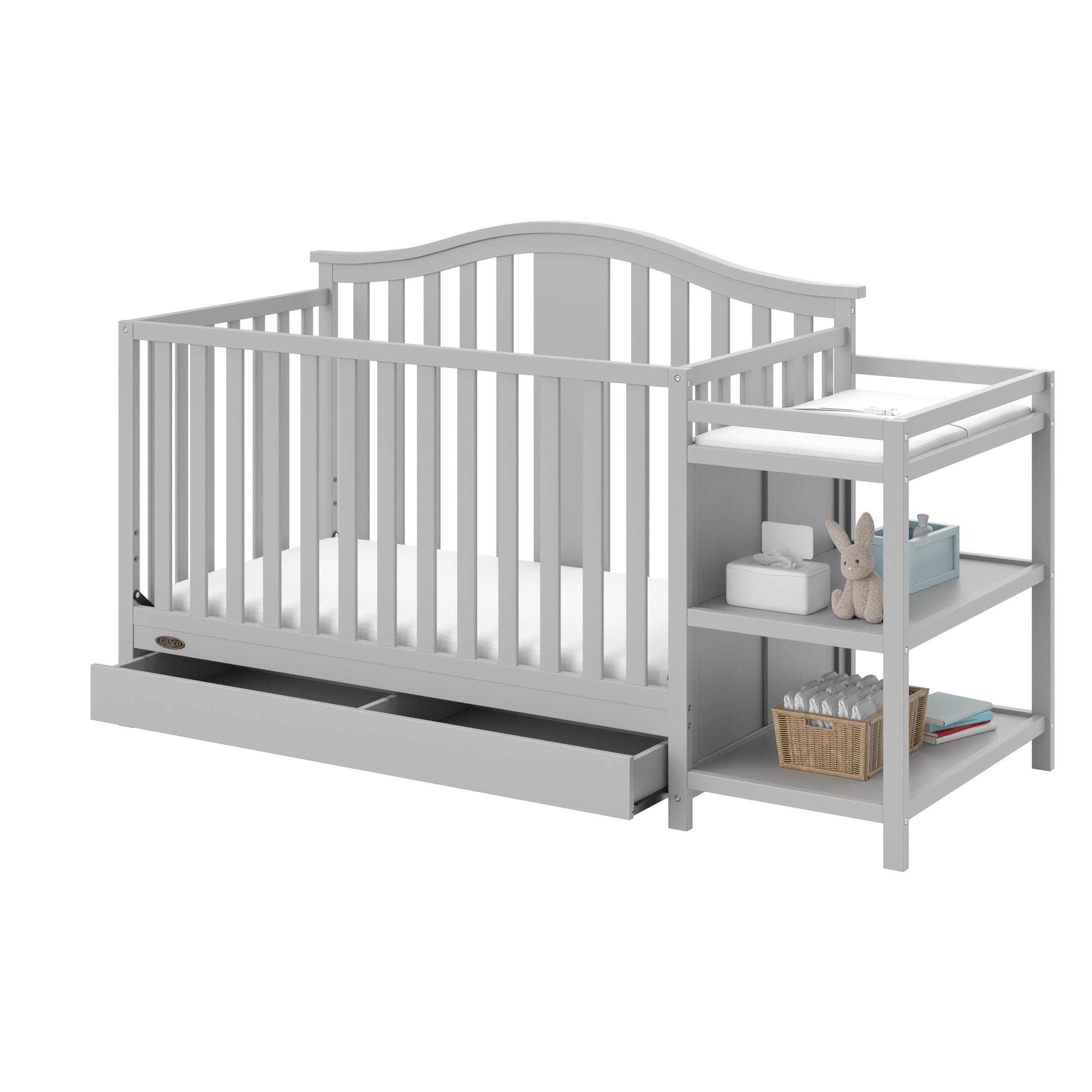 Graco Solano 5-in-1 Convertible Crib and Changer, Pebble Gray, large