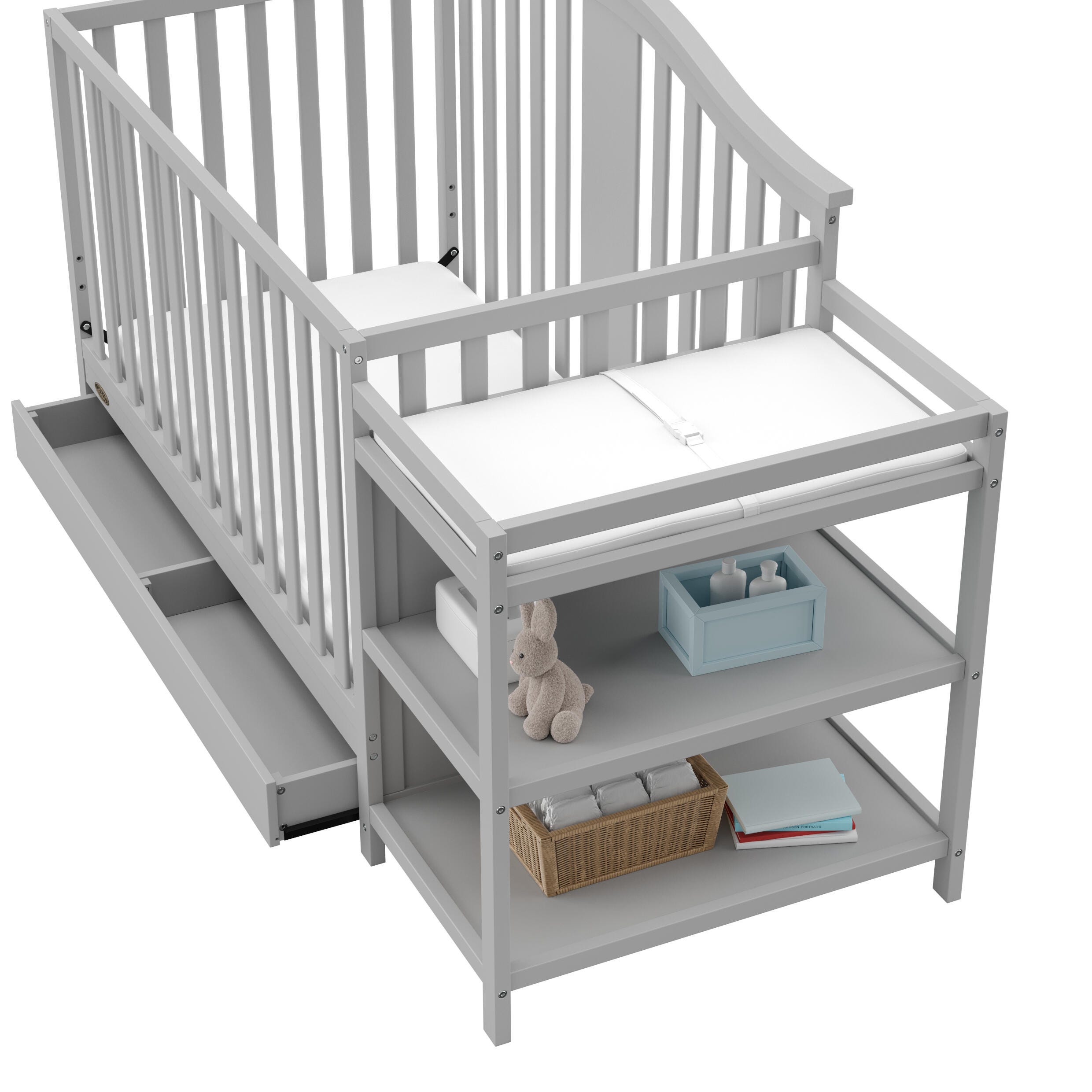Graco Solano 5-in-1 Convertible Crib and Changer, Pebble Gray, large