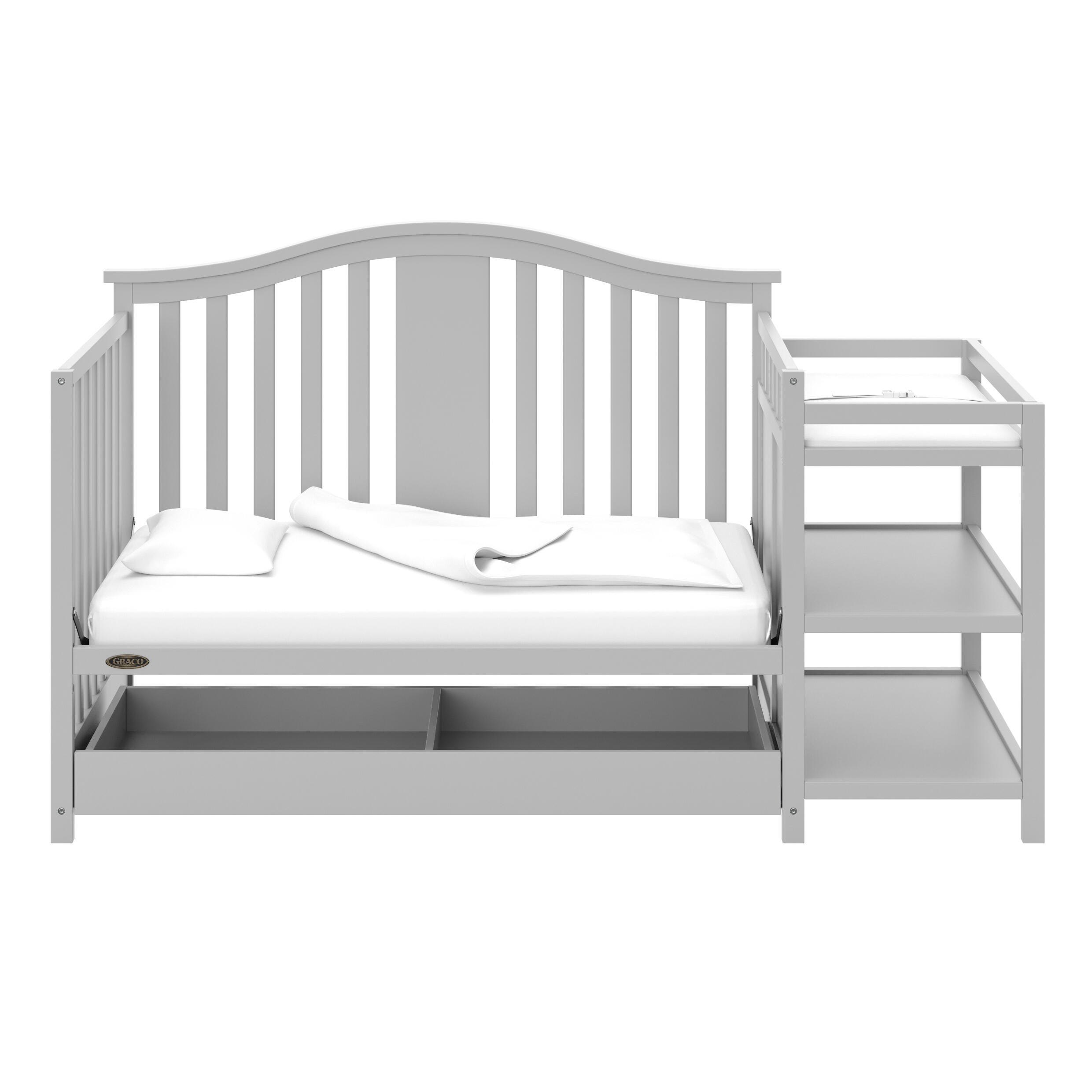 Graco Solano 5-in-1 Convertible Crib and Changer, Pebble Gray, large
