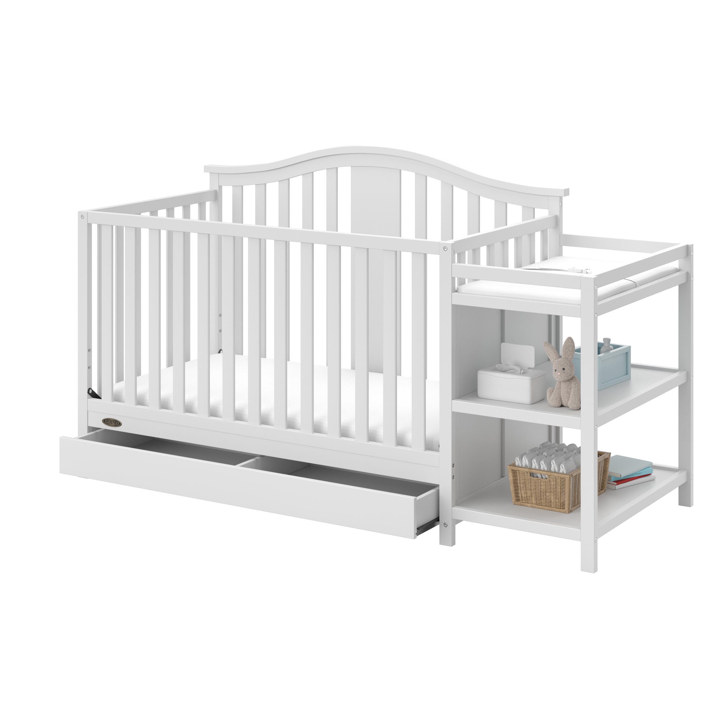 Graco Solano 5-in-1 Convertible Crib and Changer, White, large