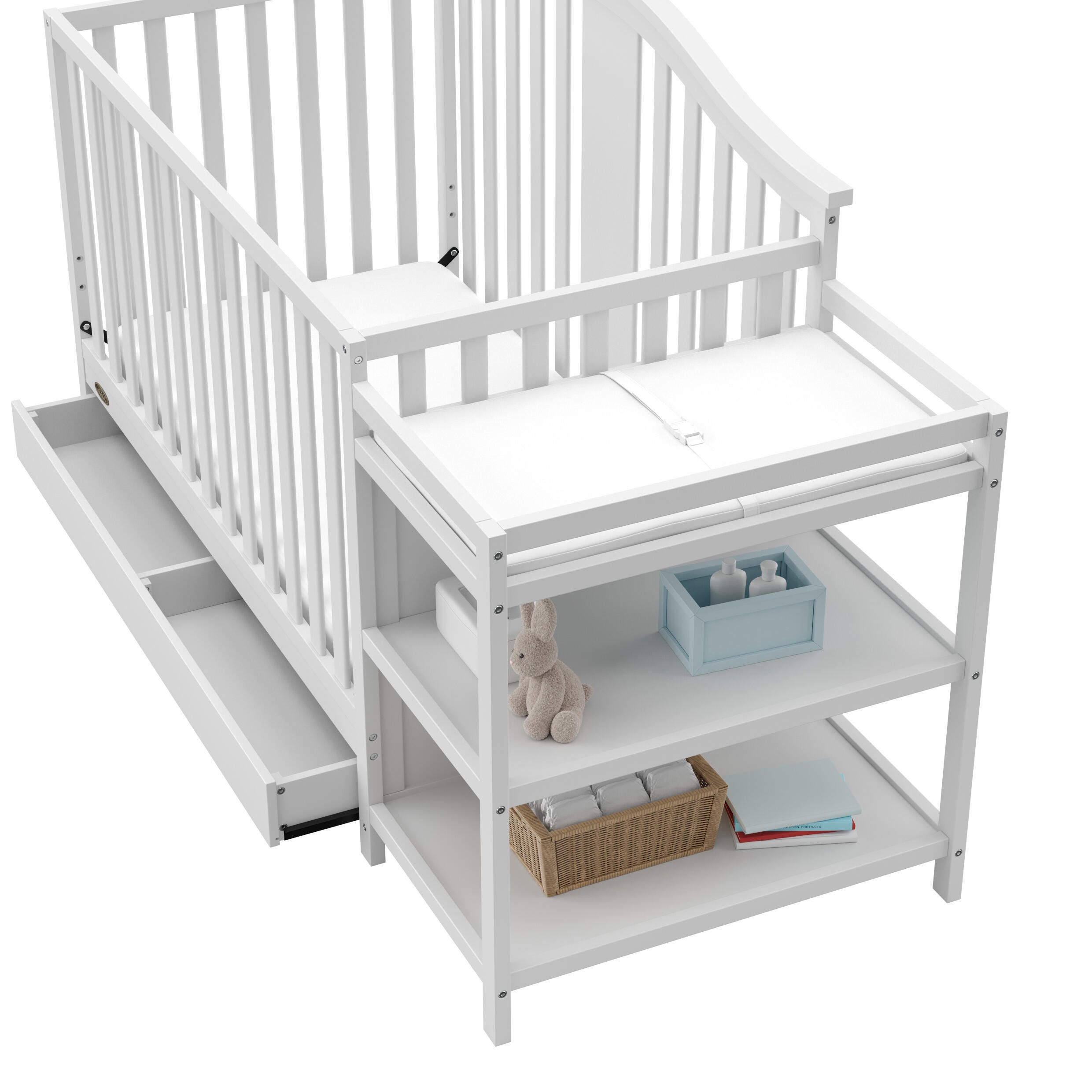 Graco Solano 5-in-1 Convertible Crib and Changer, White, large