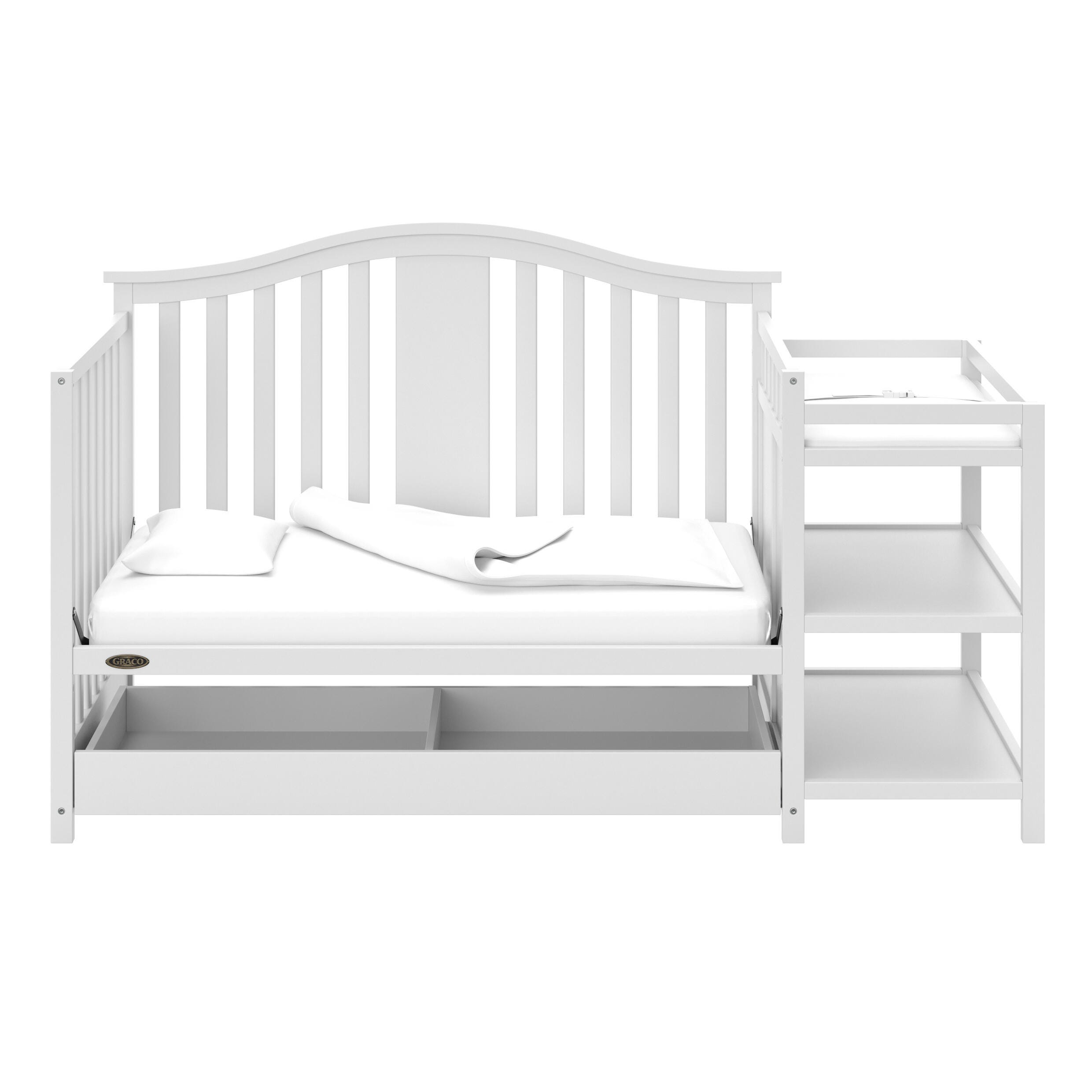 Graco Solano 5-in-1 Convertible Crib and Changer, White, large