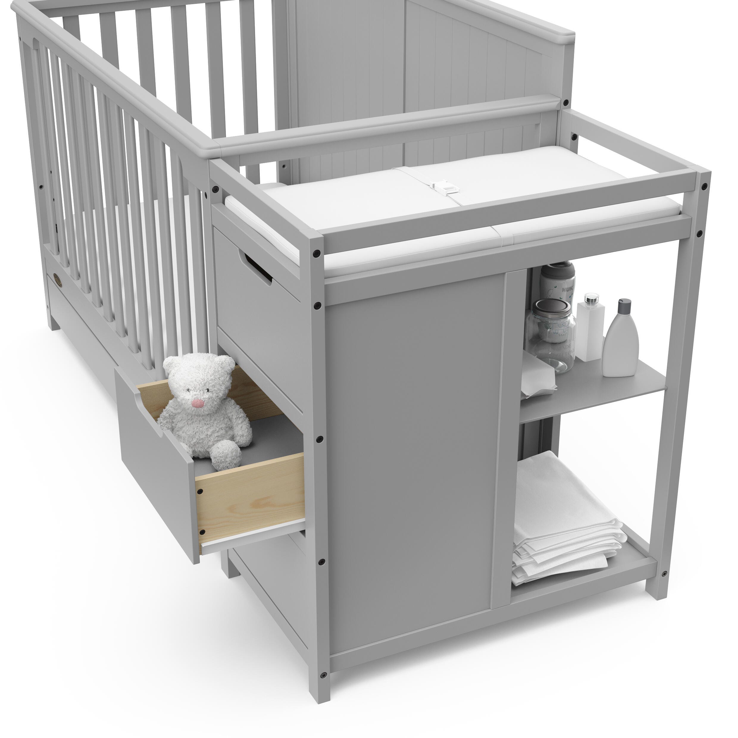 Graco Hadley 5-in-1 Convertible Crib and Changer, Pebble Gray, large