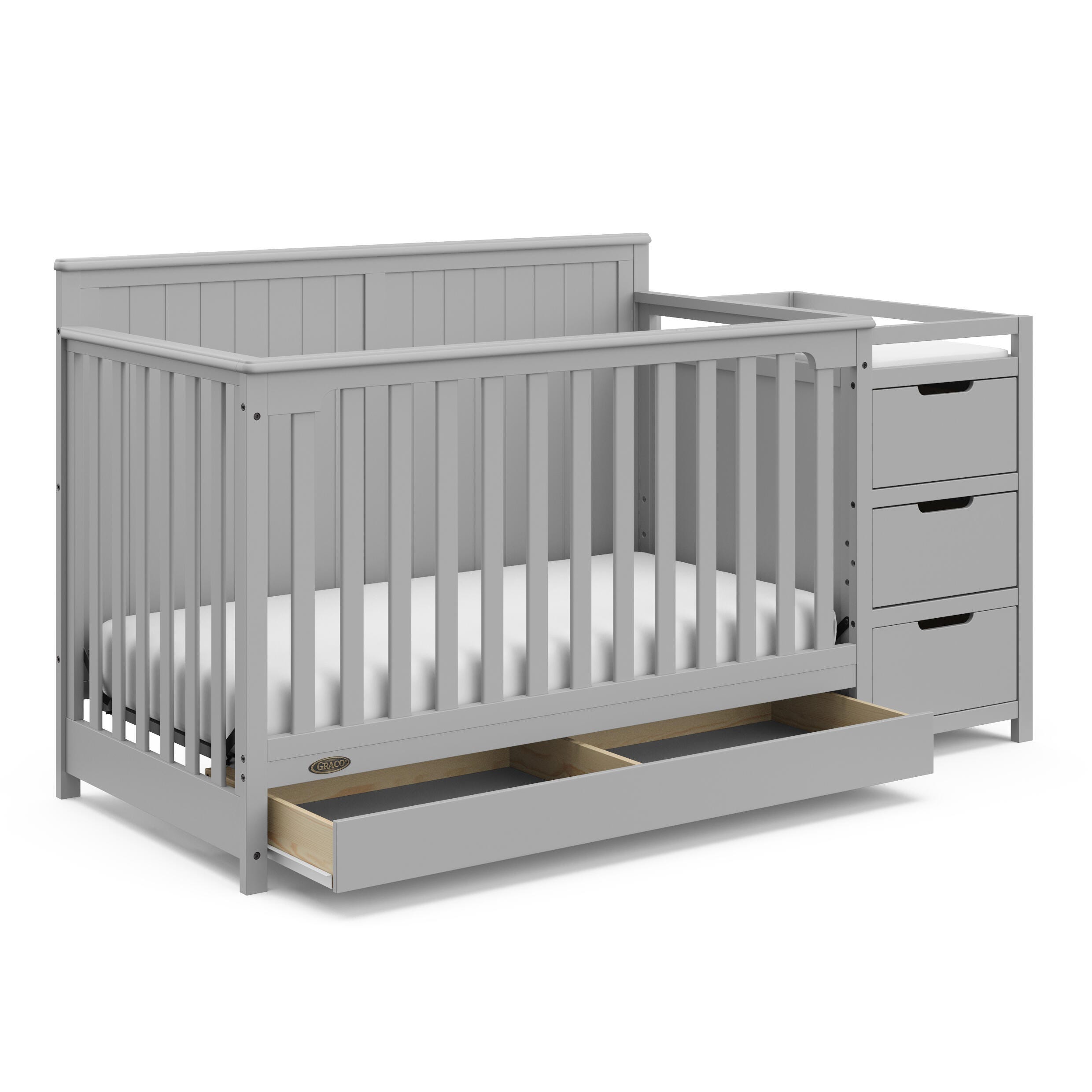 Graco Hadley 5-in-1 Convertible Crib and Changer, Pebble Gray, large
