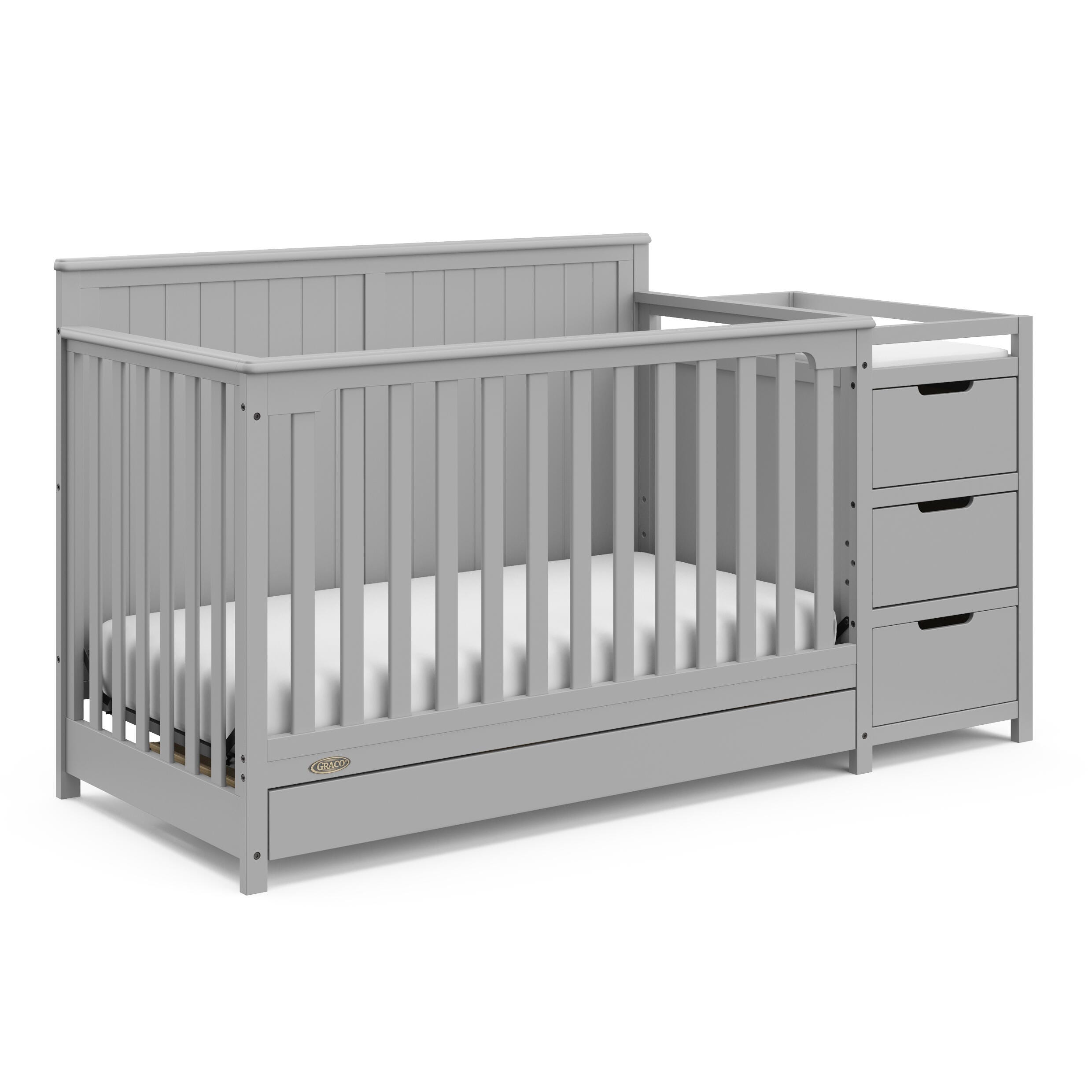 Graco Hadley 5-in-1 Convertible Crib and Changer, Pebble Gray, large