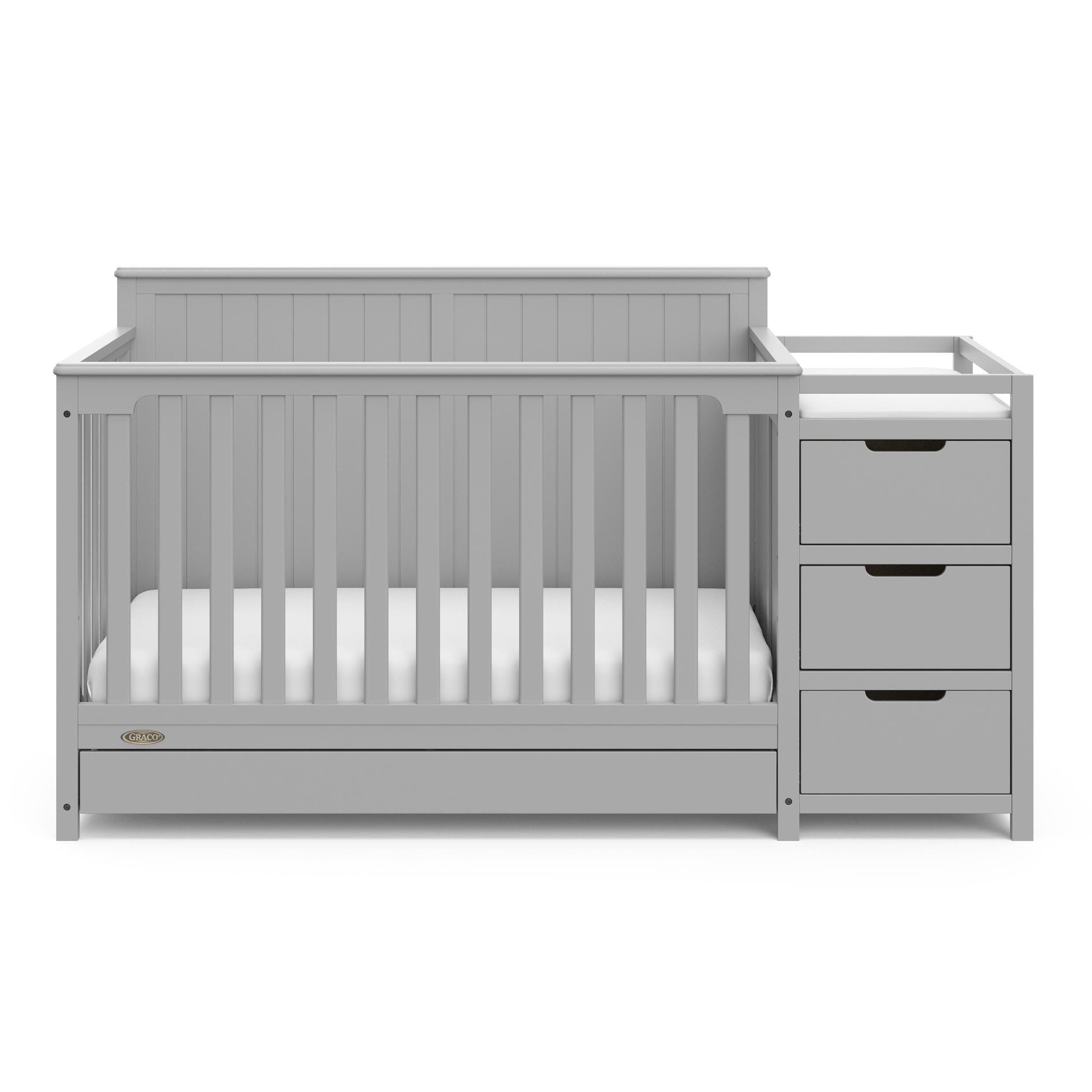 Graco Hadley 5-in-1 Convertible Crib and Changer, Pebble Gray, large