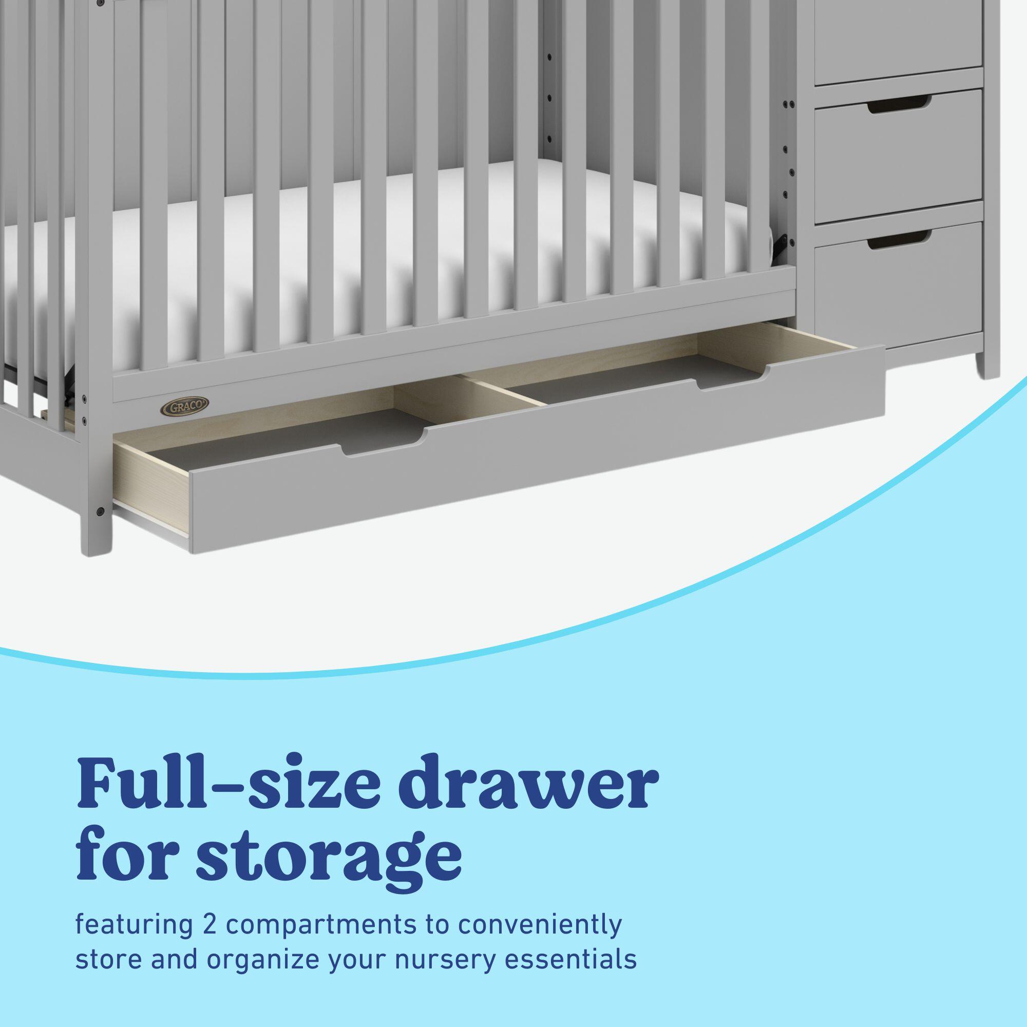 Graco Hadley 5-in-1 Convertible Crib and Changer, Pebble Gray, large