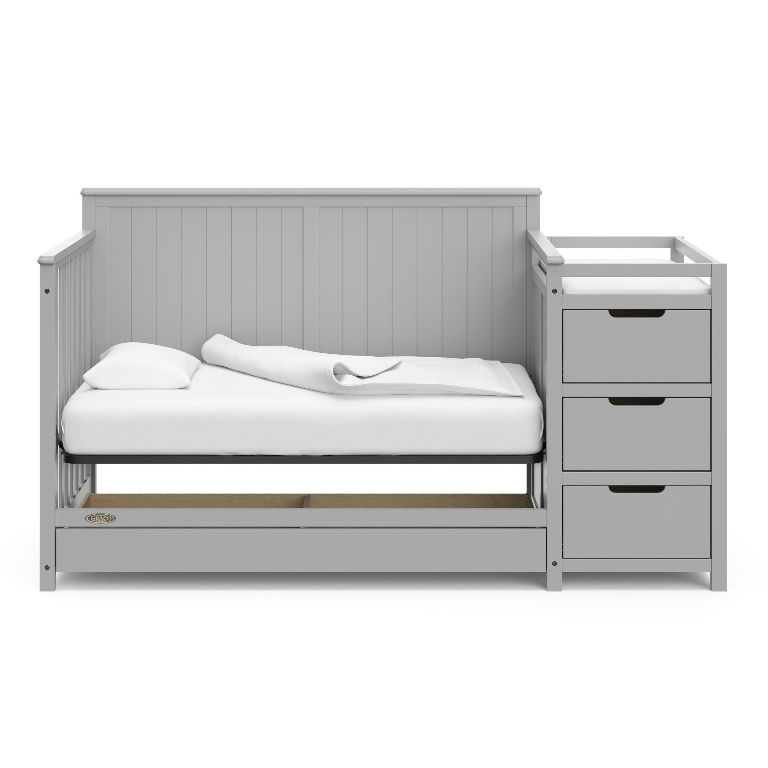 Graco Hadley 5-in-1 Convertible Crib and Changer, Pebble Gray, large