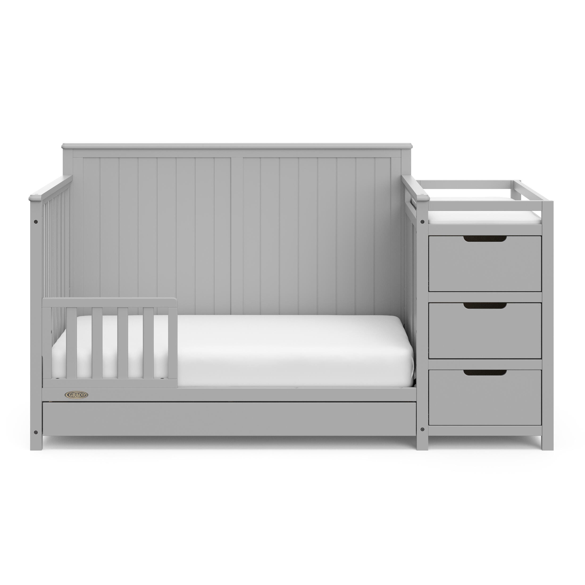 Graco Hadley 5-in-1 Convertible Crib and Changer, Pebble Gray, large